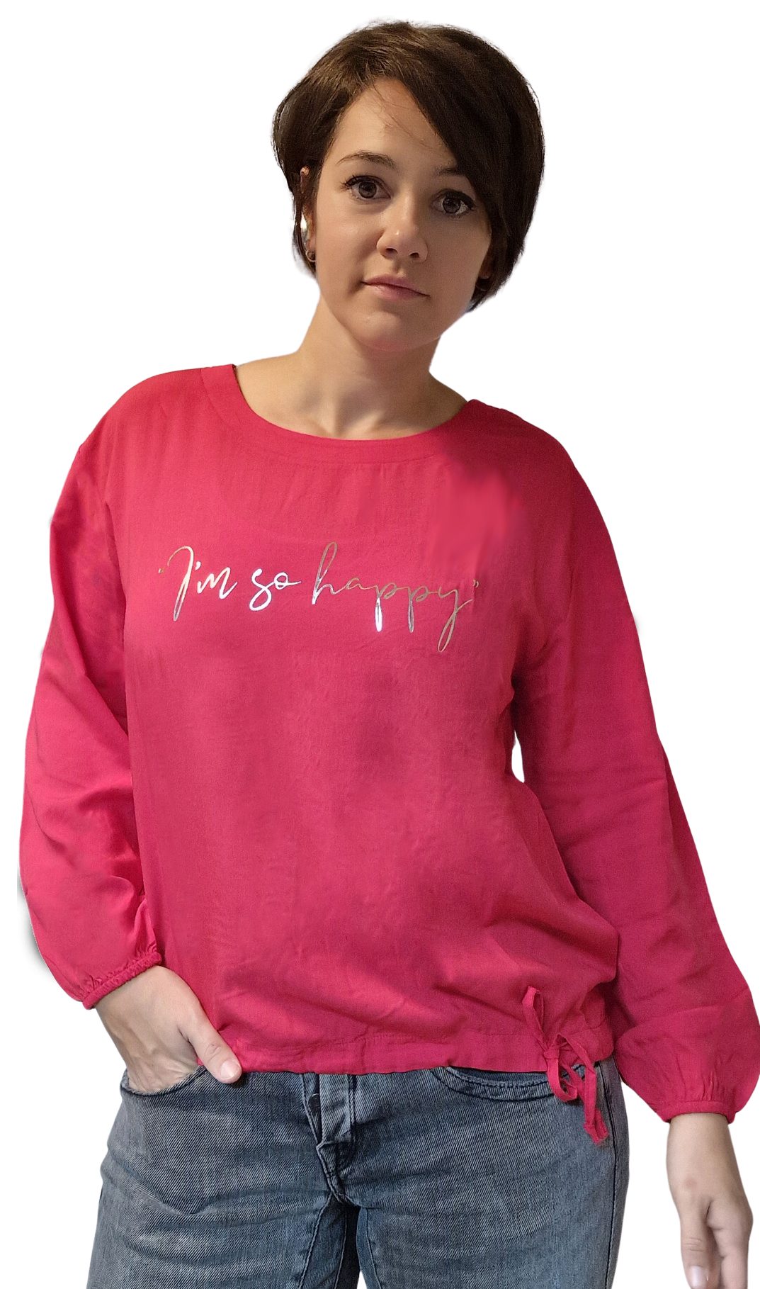 Blusenshirt 193-1355, Estefania for woman Shirt "I`m so happy"