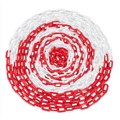 relaxdays Absperrkette Absperrkette in Rot und Weiß, Kunststoff, Länge 0.035 m 50 m