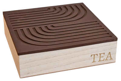 Meinposten Teebox 9 Fächer Regenbogen Teekiste Holzkiste TEA Box mit Deckel Holz, MDF-Holz, (1-tlg)