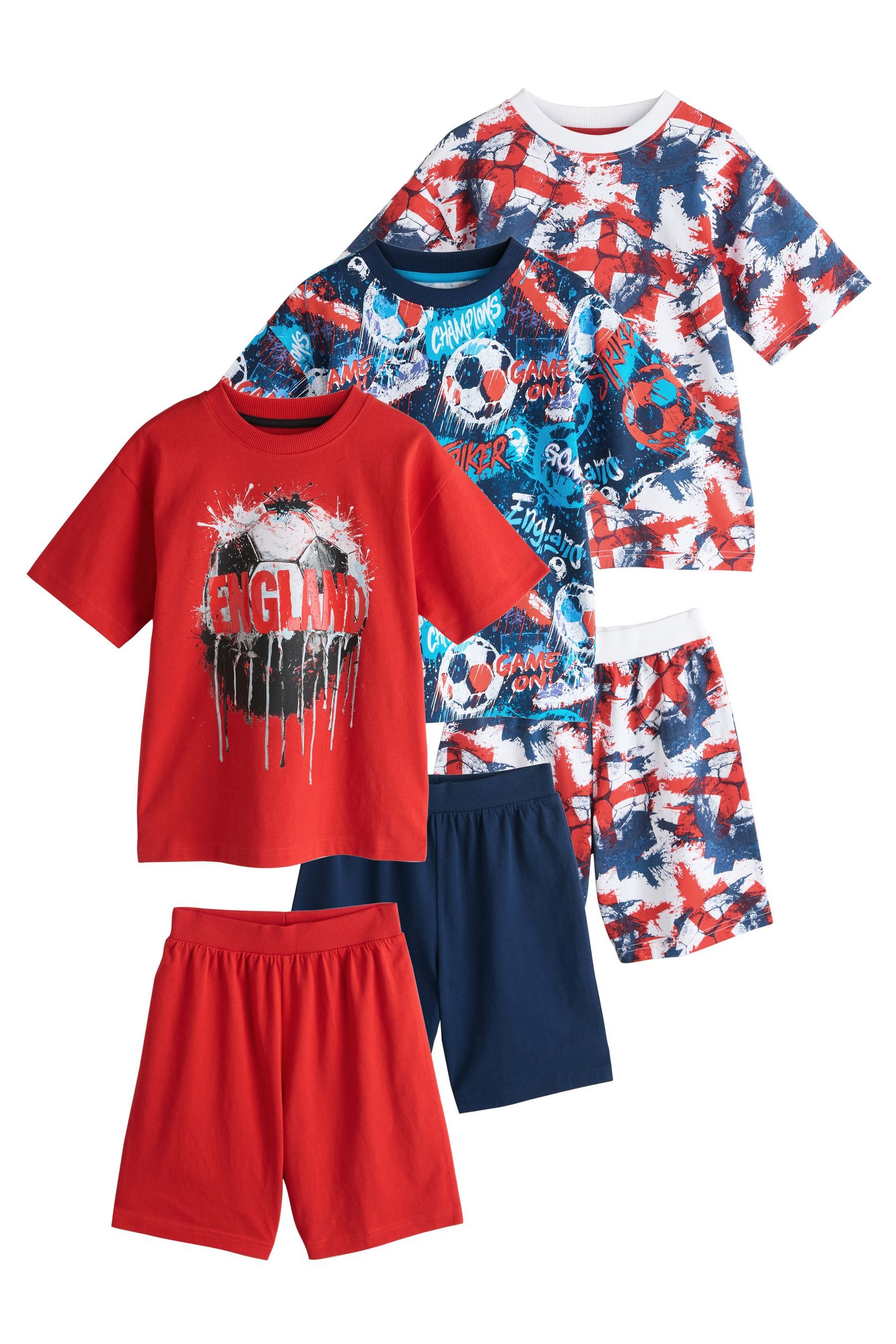 Pyjama Pyjamas mit Shorts aus 100 % Baumwolle, 3er-Pack