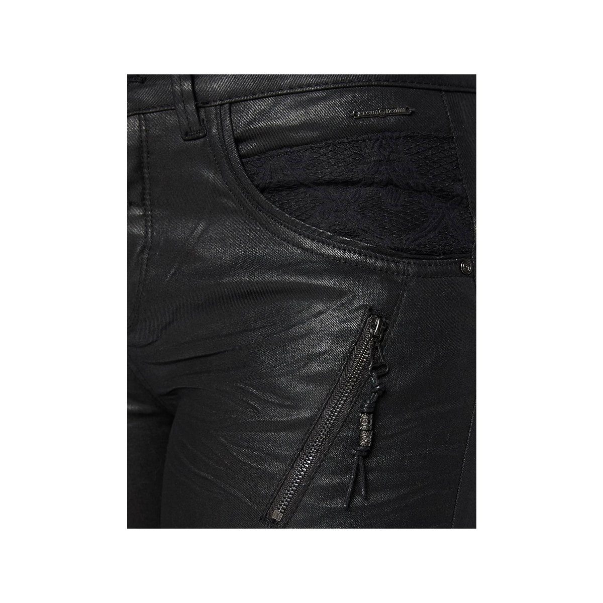 5-Pocket-Jeans (1-tlg) Cream schwarz