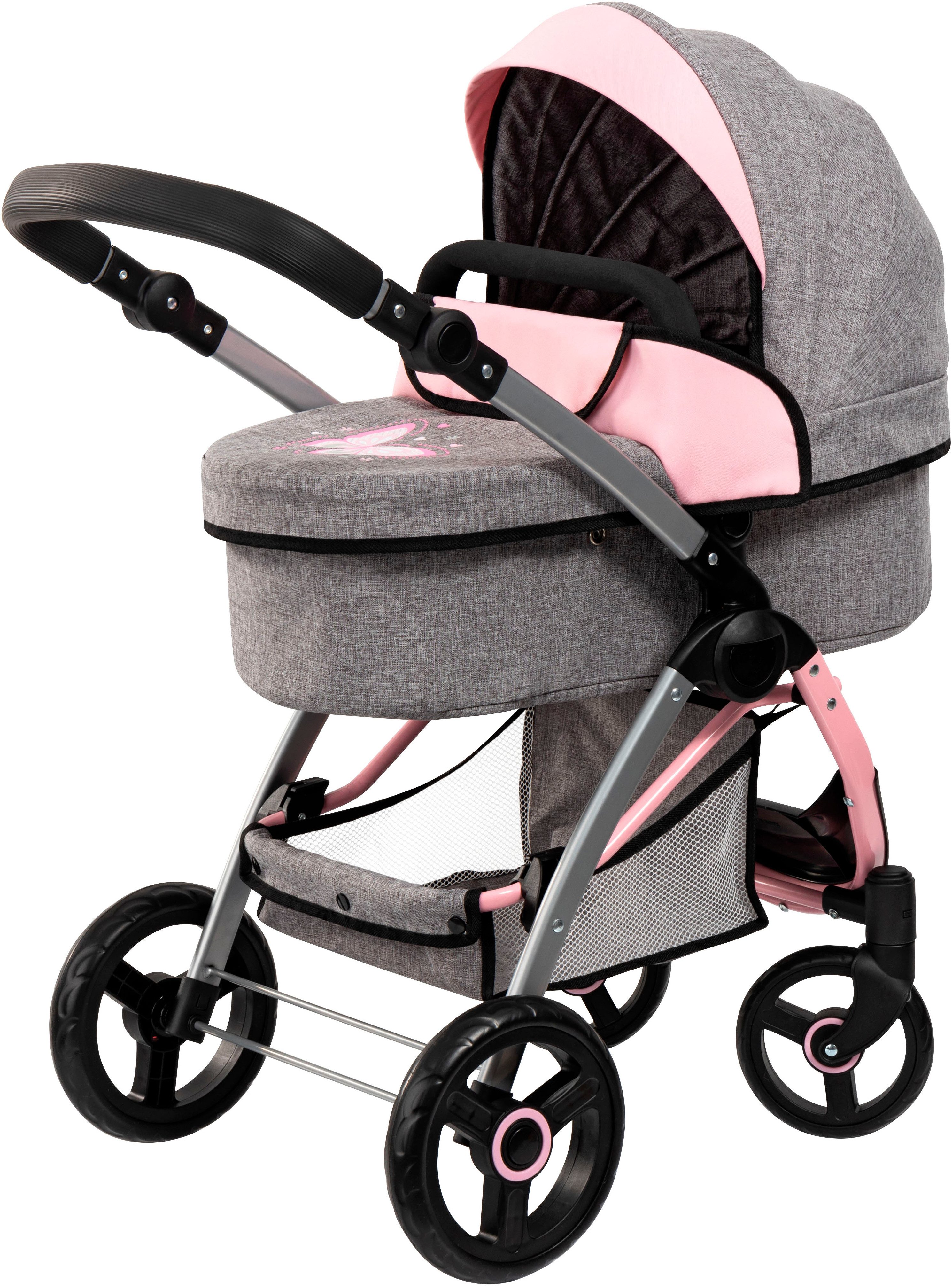 Bayer Kombi-Puppenwagen City Max grau/rosa, mit Wickeltasche günstig online kaufen