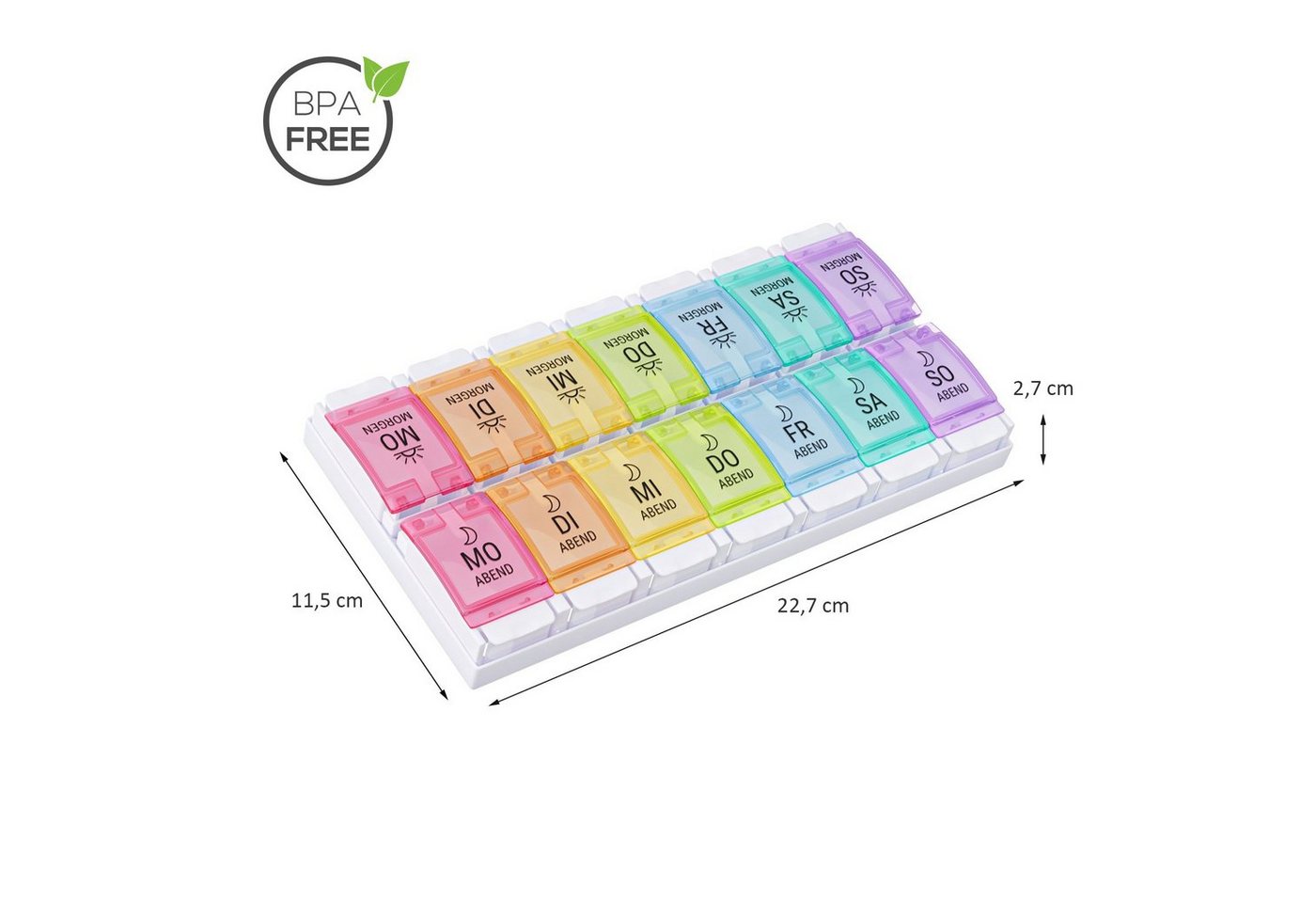 Thumbnail - Wellgro Pillendose Tablettenbox 7 Tage je 2 Fächer pro Tag