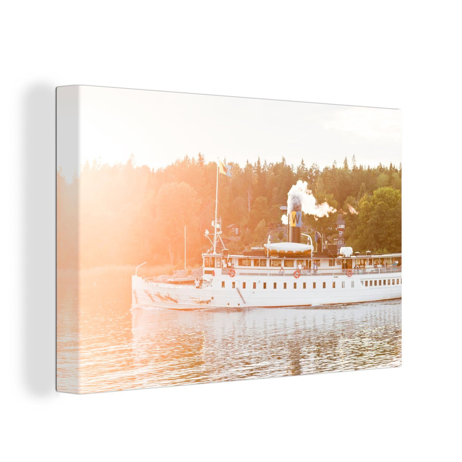 einem St), Dampfschiff Wandbild (1 Leinwandbilder, Leinwandbild See, Wanddeko, 30x20 cm Aufhängefertig, auf OneMillionCanvasses®