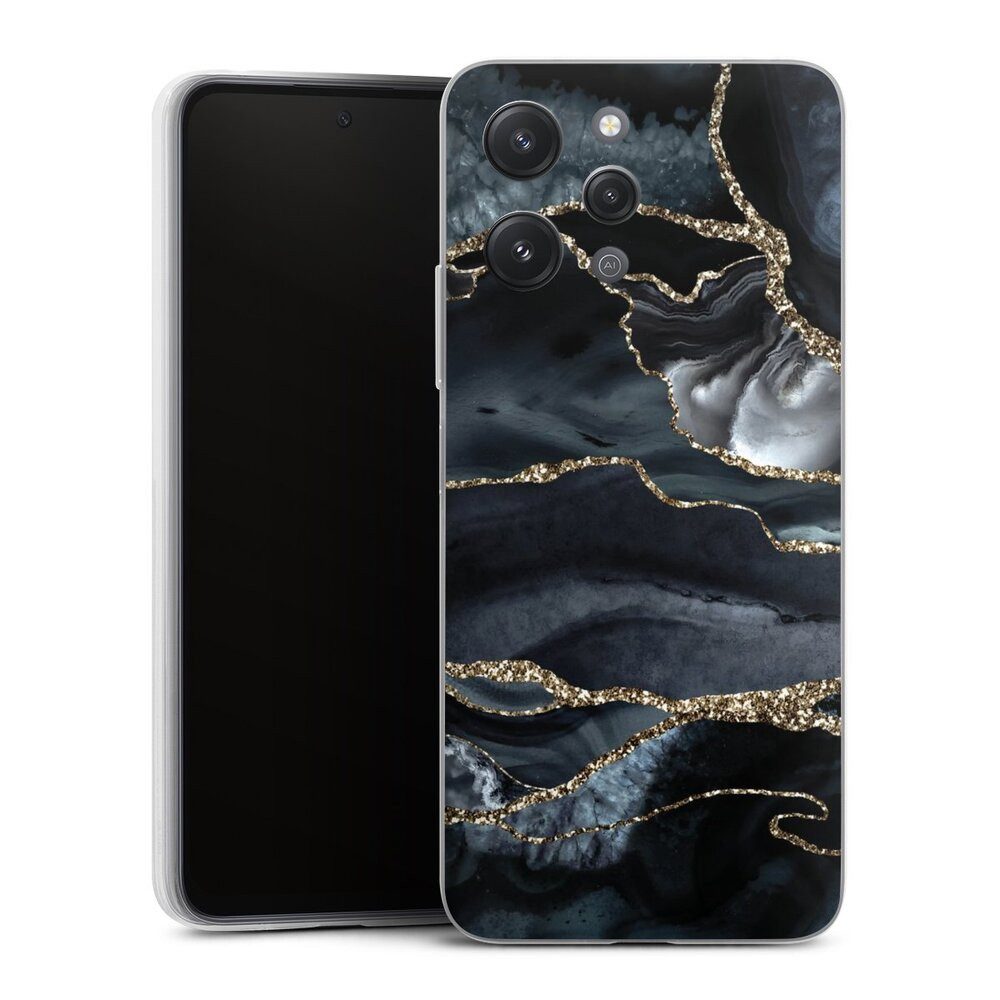 DeinDesign Handyhülle Glitzer Look Marmor Trends Dark marble gold Glitter look, Xiaomi Redmi 12 Slim Case Silikon Hülle Ultra Dünn Schutzhülle