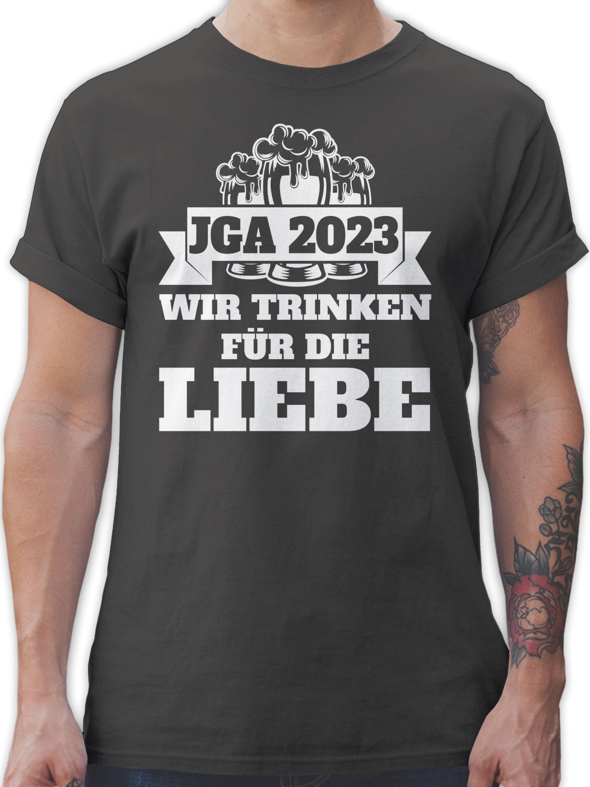 Shirtracer T-Shirt JGA 2023 - Wir trinken für die Liebe JGA Männer 3 Dunkelgrau