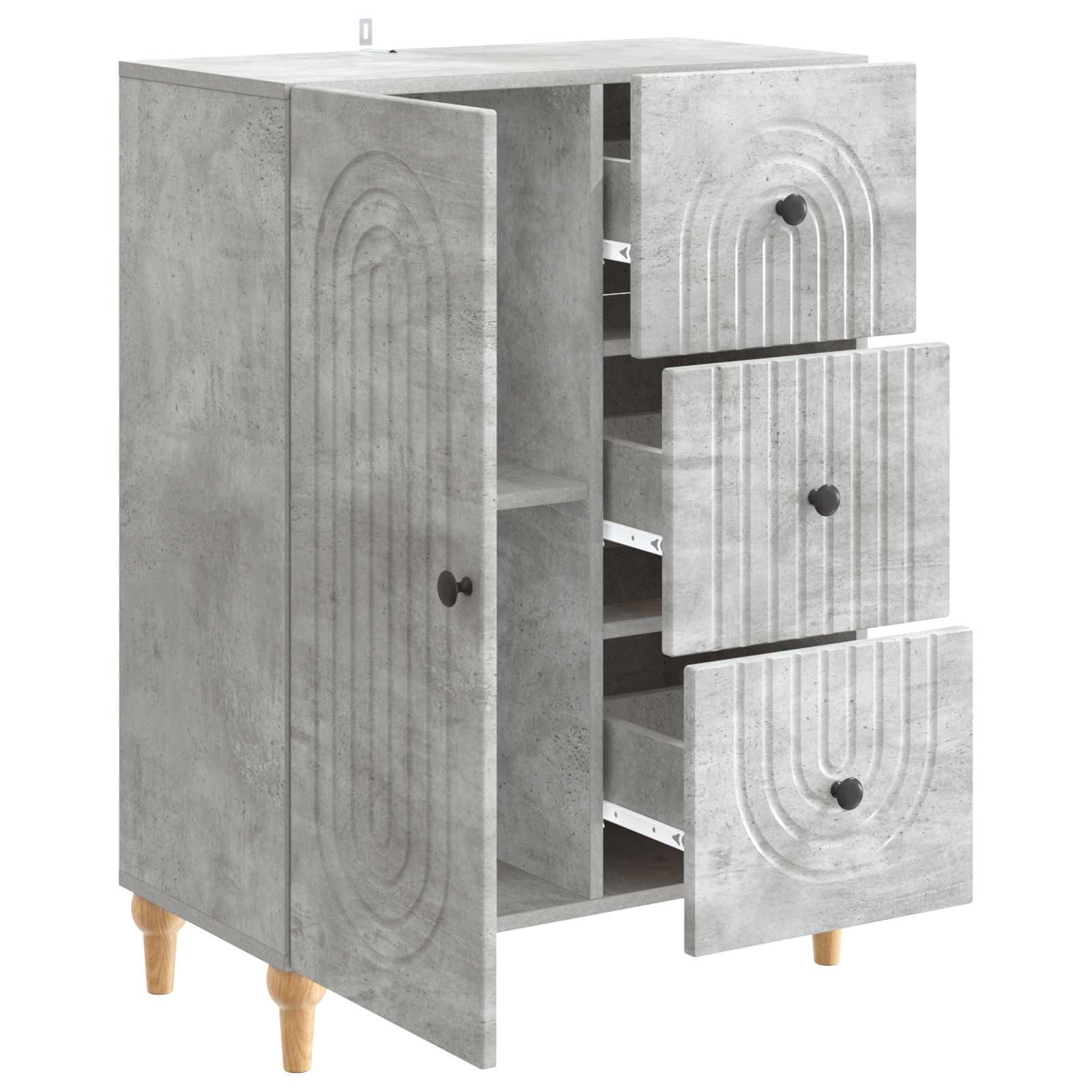 vidaXL Sideboard 66 x 34,5 x 90 cm Sideboard Betongrau 66x34,5x90 cm Holzwerkstoff