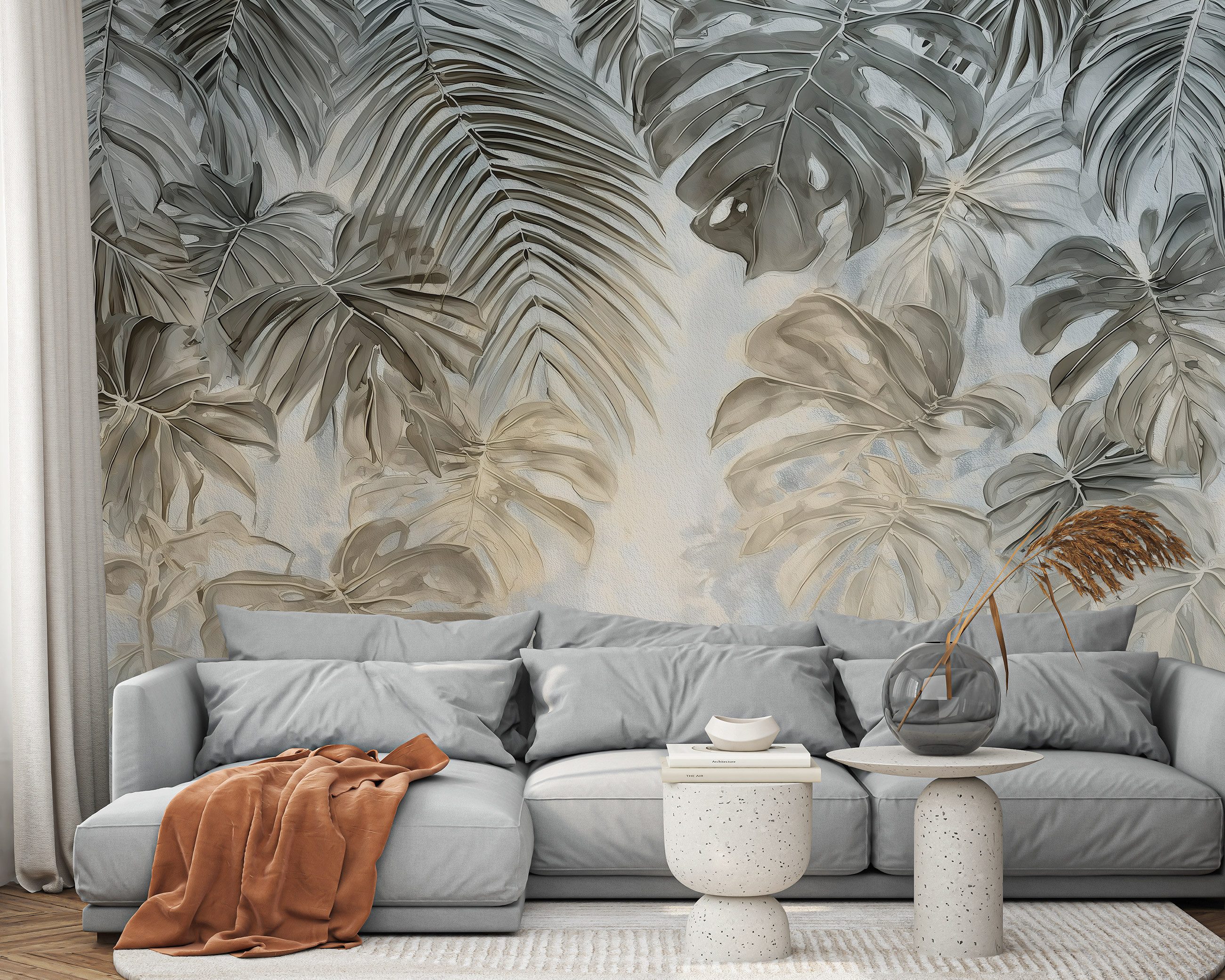 Wallarena Fototapete Blätter Dschungel - Mehrfarbig - Modern - Vlies - Schlafzimmer, glatt, (2 St), 100x70cm