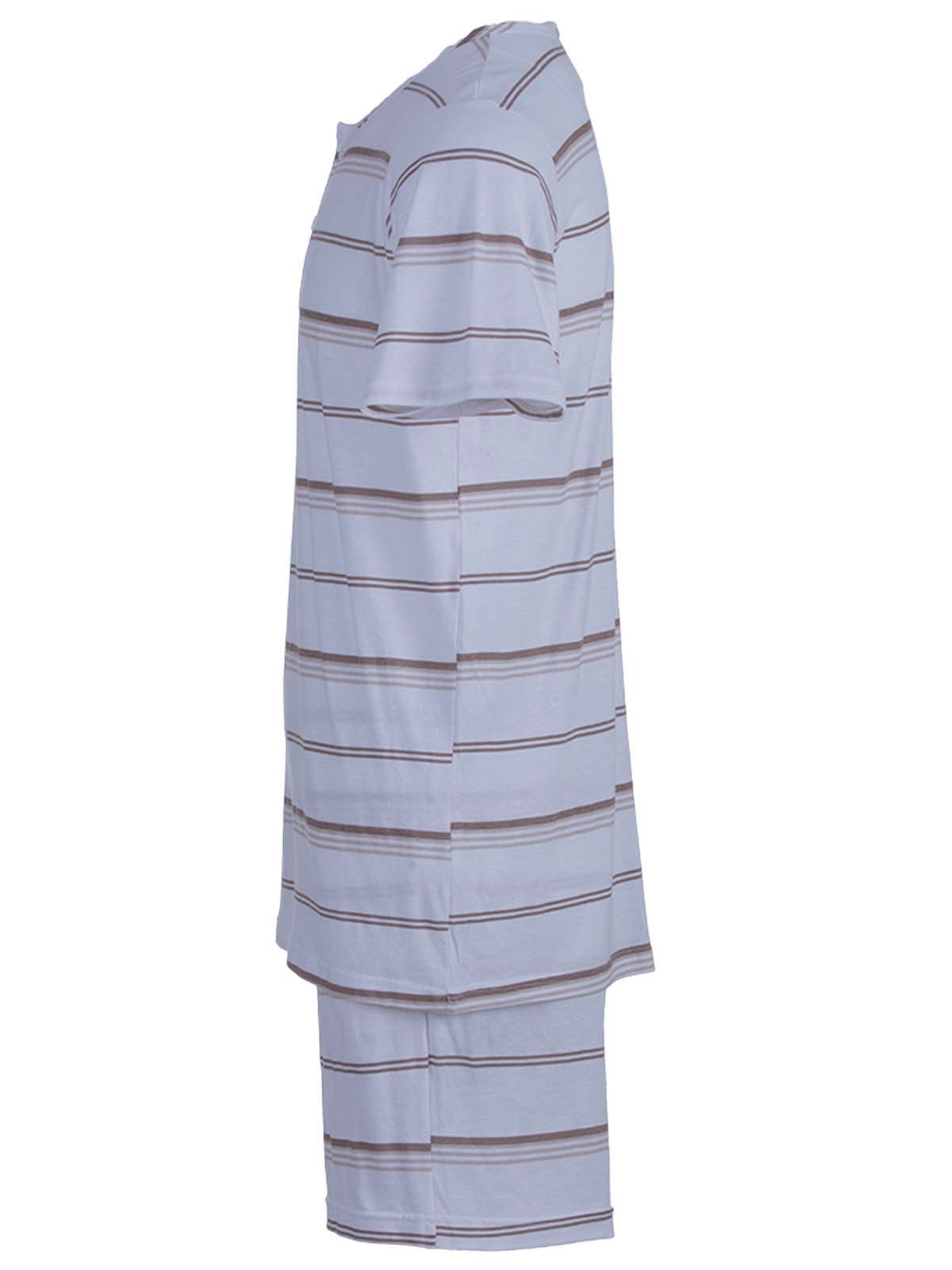 Henry Shorty Streifen - Terre Schlafanzug Pyjama grau Set