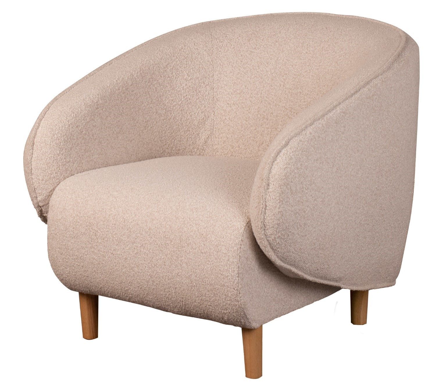bene living Sessel Alezio - beige (1-St), elegante Holzfüße - durchgehende Arm-Rückenlehne