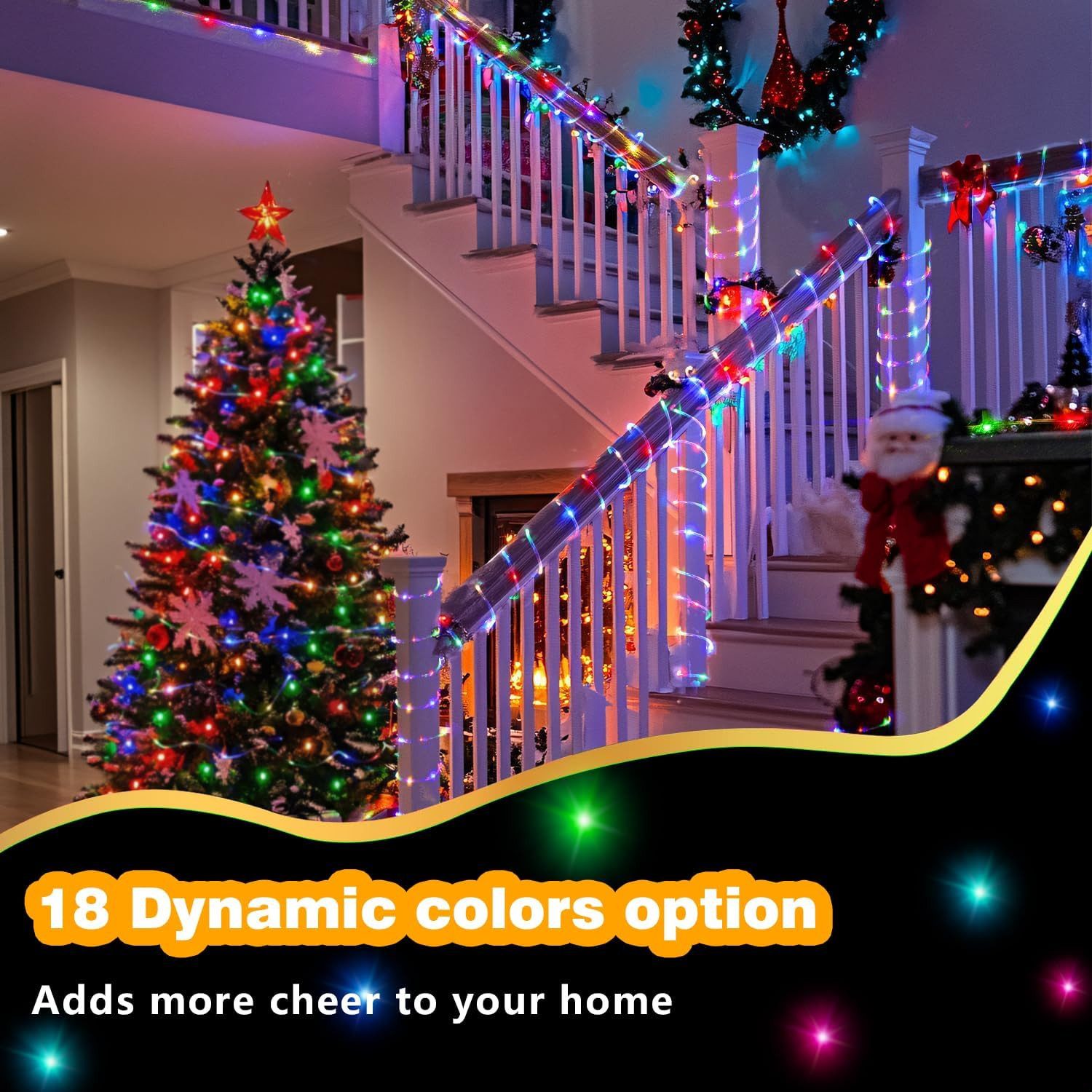 GLPE LED-Lichterkette LED Lichterschlauch 2x 10m 100LED RGB IP65 Außen Innen Fernbedienung, 200-flammig, RGB-Lichtschlauch mit 16 Farben, 8 Modi, USB-Betrieb, IP65