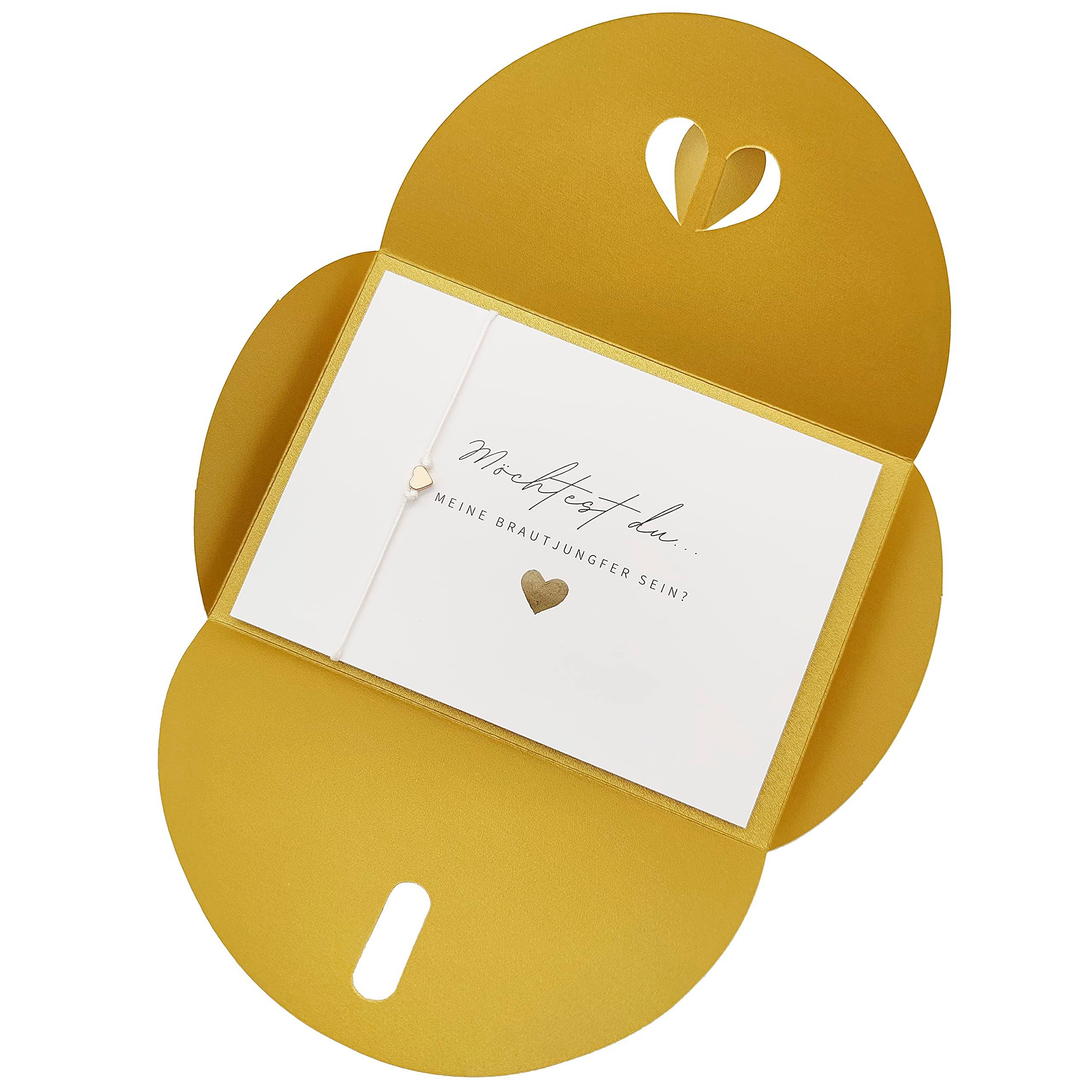 Briefzauber Hochzeitskarte Brautjungfer fragen - Karte mit Armband & Herzumschlag