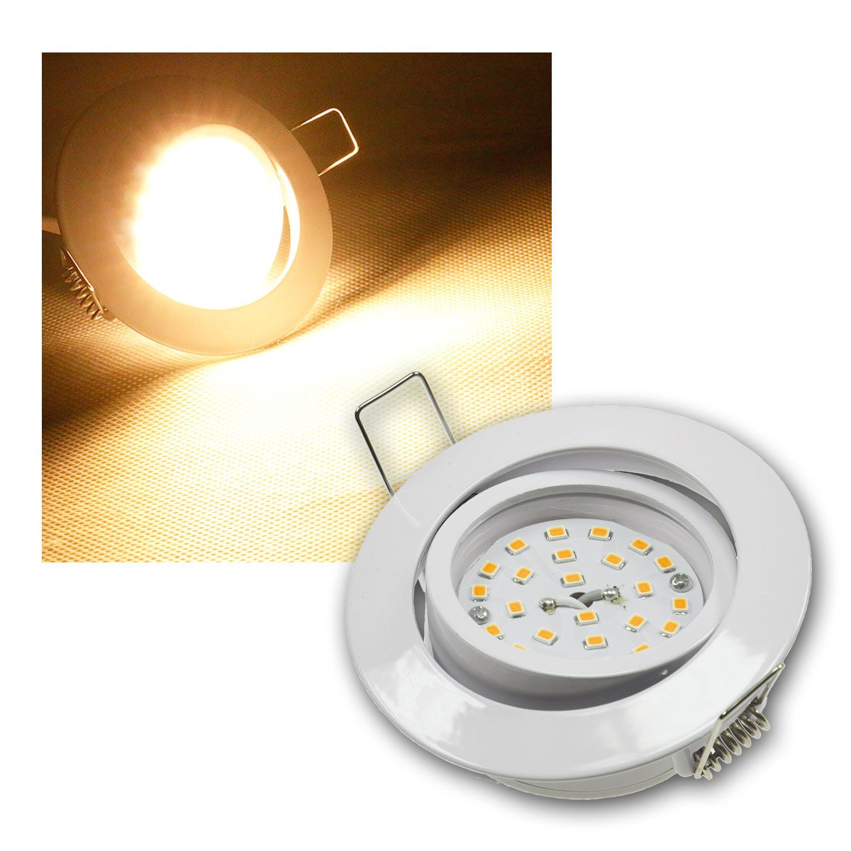 ChiliTec LED Deckenspot Einbaustrahler Flat-32 Weiß, LED warmweiß 470lm, warmweiß