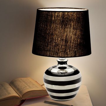 etc-shop Tischleuchte, Leuchtmittel nicht inklusive, Tischlampe Keramik mit Schirm Nachttischlampe