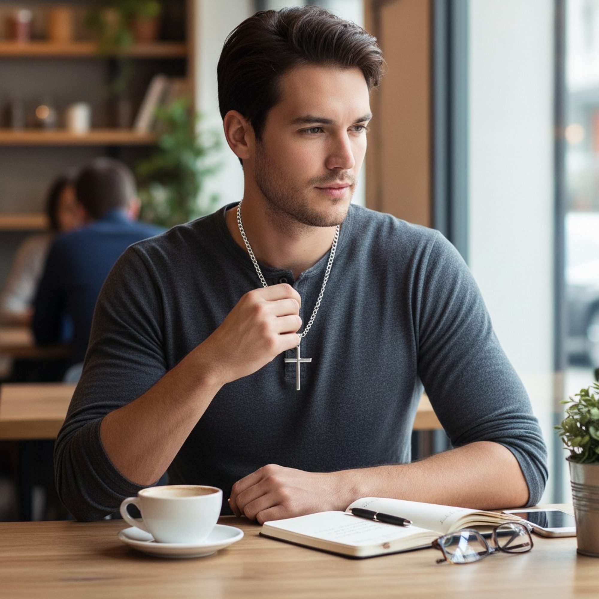 KARMA Kette und Anhänger Set Edelstahl Herren Halskette Figaro 60 cm (Halsk günstig online kaufen