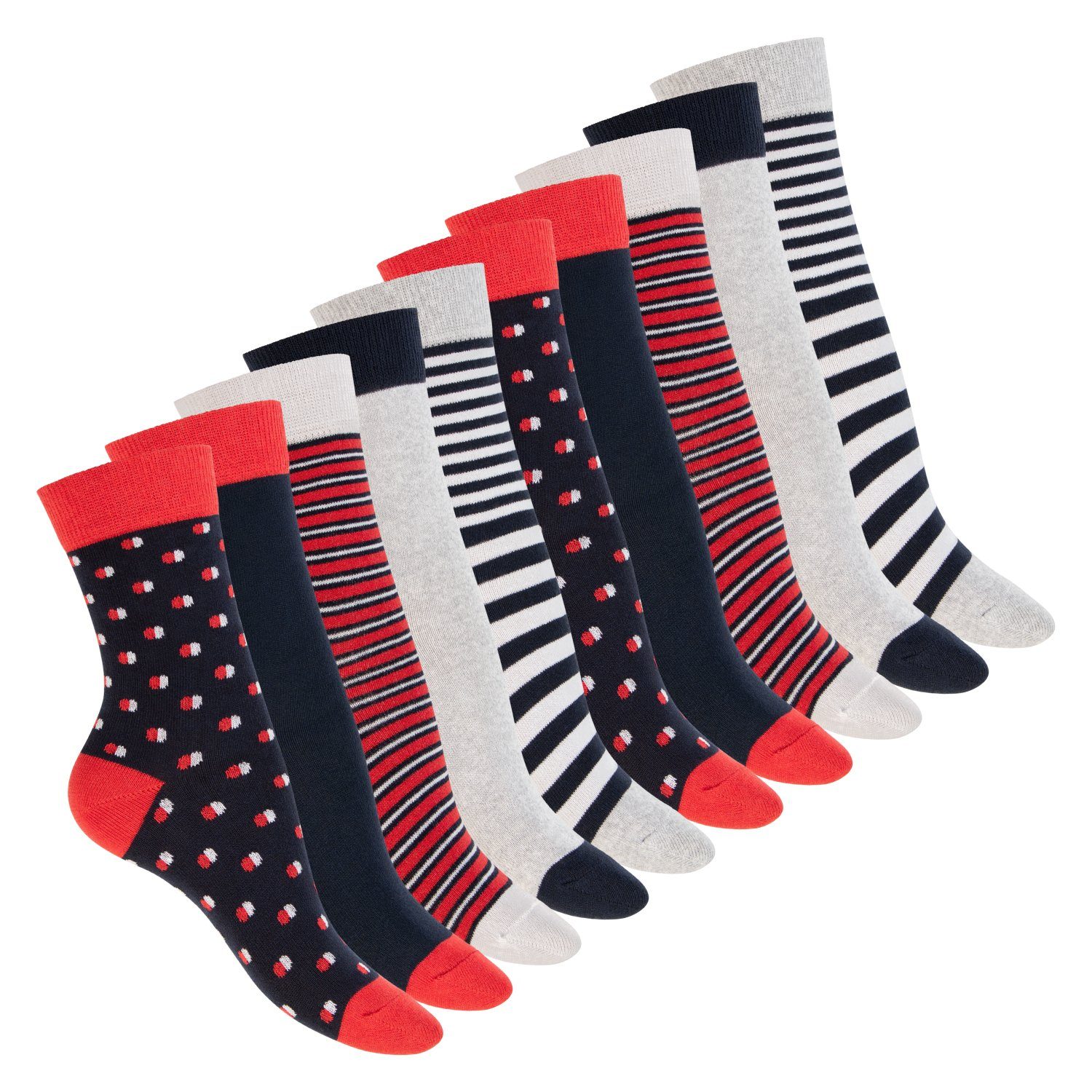 celodoro Basicsocken Süße Damen Eco Socken mit Motiv (10 Paar), regenerative Baumwolle Rumba Red