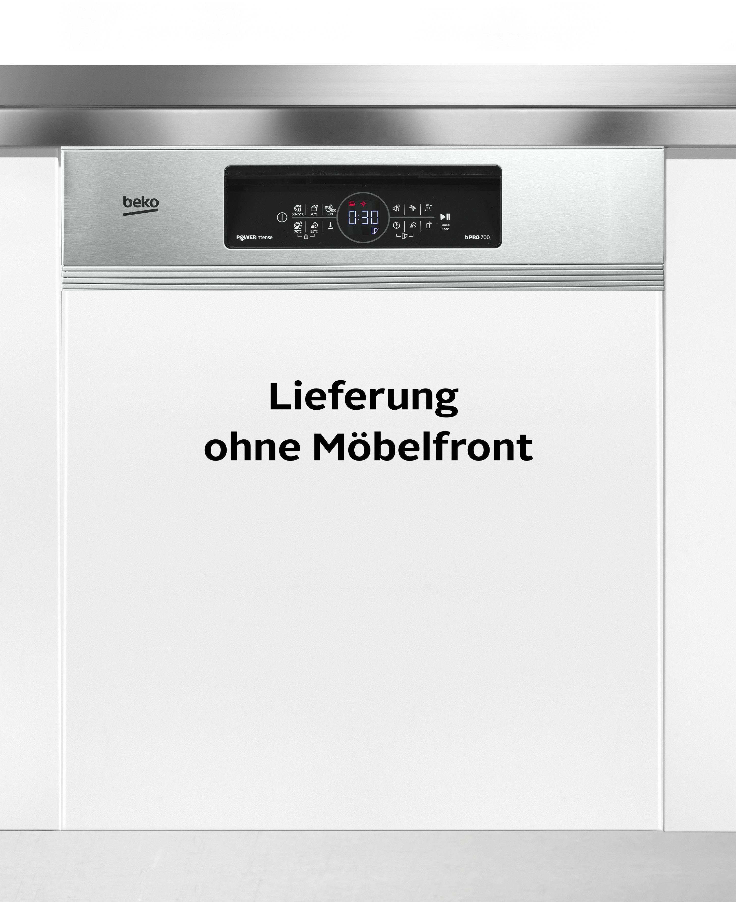 BEKO teilintegrierbarer Geschirrspüler BDSN36462XP, 8,5 l, 14 Maßgedecke, Sehr geräuscharm mit einer Lautstärke von bis zu 38 dB