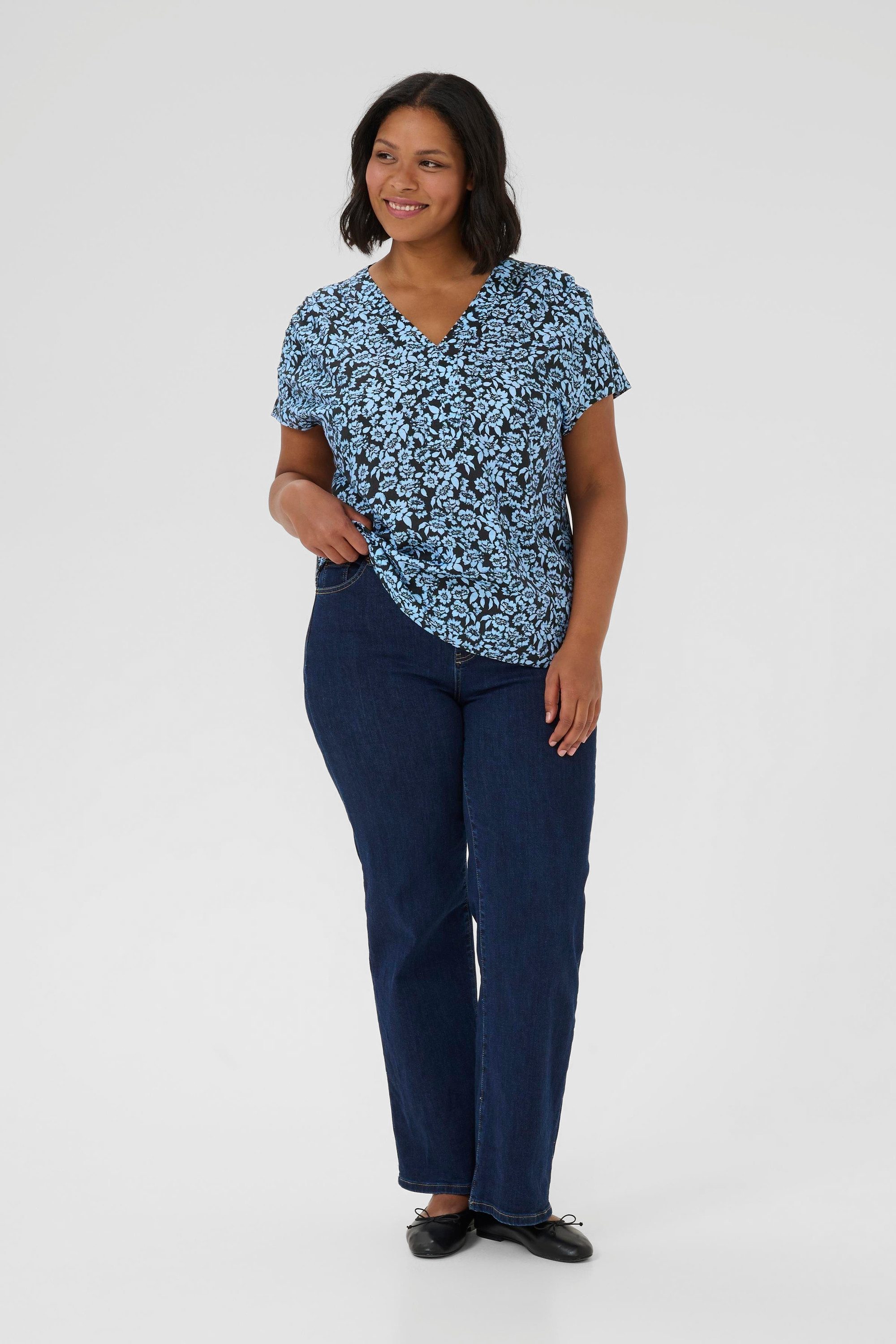 KAFFE Curve Kurzarmbluse Kurzarm-Bluse KCamina Große Größen günstig online kaufen