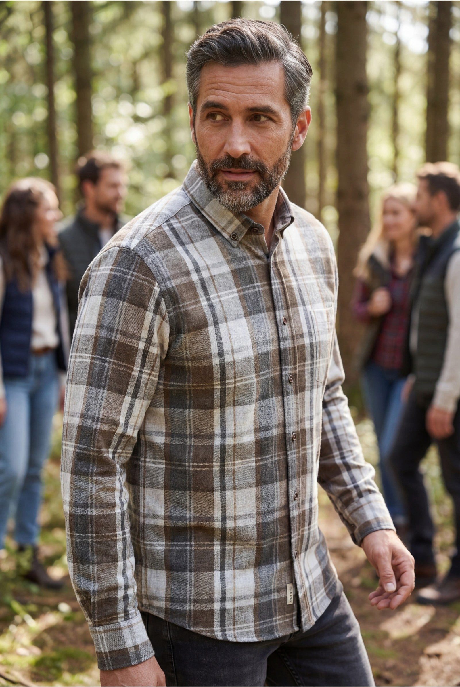 Haupt Langarmhemd Regular Fit Langarm Flanell-Herrenhemd Karomuster Brown S günstig online kaufen