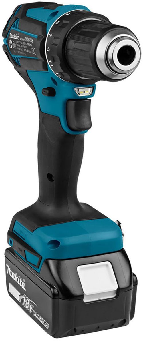 Makita Akku-Bohrschrauber DDF485RFJ, inkl. 2 Akkus 18V/3Ah, Ladegerät und Koffer