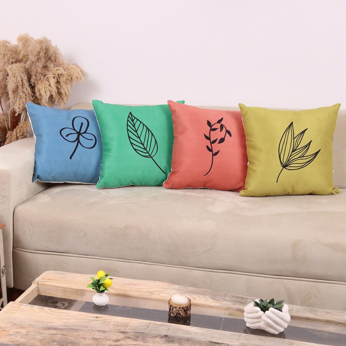 Ekershop Kissenhüllen Dekorative 4er Set COLORS Style Dekokissen Hülle Kissenbezug Kissen, (4 Stück)