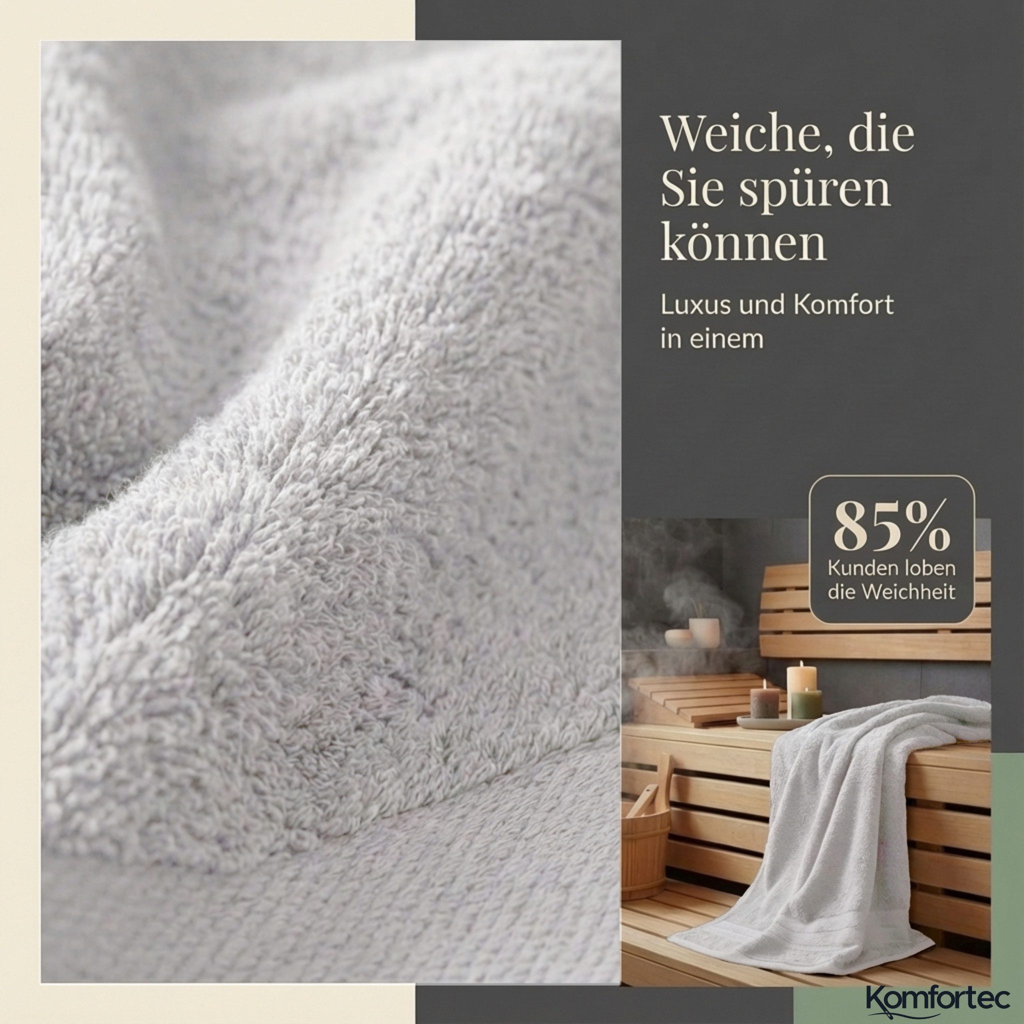 Komfortec Handtuch Set aus 100% Baumwolle, 4 Handtücher 50x100 cm und 4 Bad günstig online kaufen