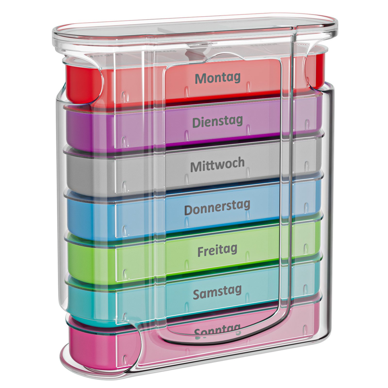 Wellgro Pillendose Tablettenbox für 7 Tage - Mit 4 Fächern pro Tag