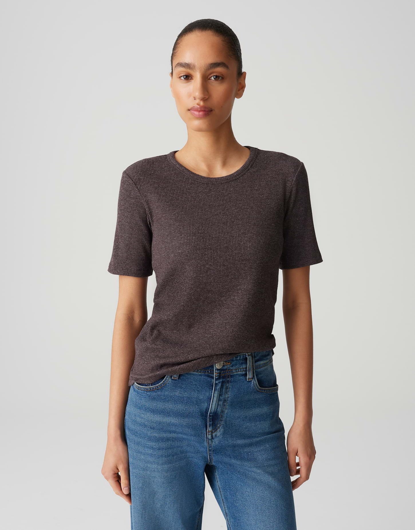 OPUS Kurzarmshirt SULCHEN aus melangiertem Rippjersey günstig online kaufen