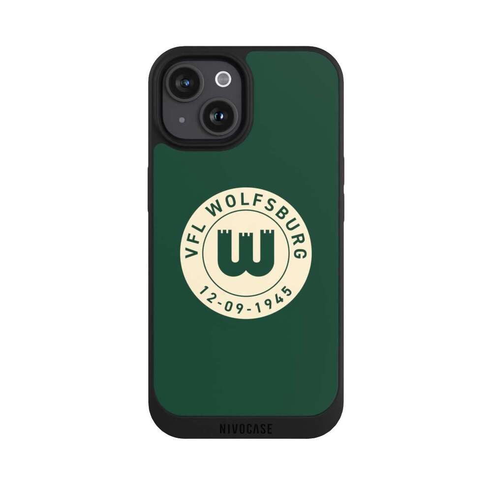 NIVOCASE Handyhülle VfL Wolfsburg 80 Jahre Offizielles Lizenzprodukt, Apple iPhone 15 Handyhülle Hülle NIVOpure Case Schwarz