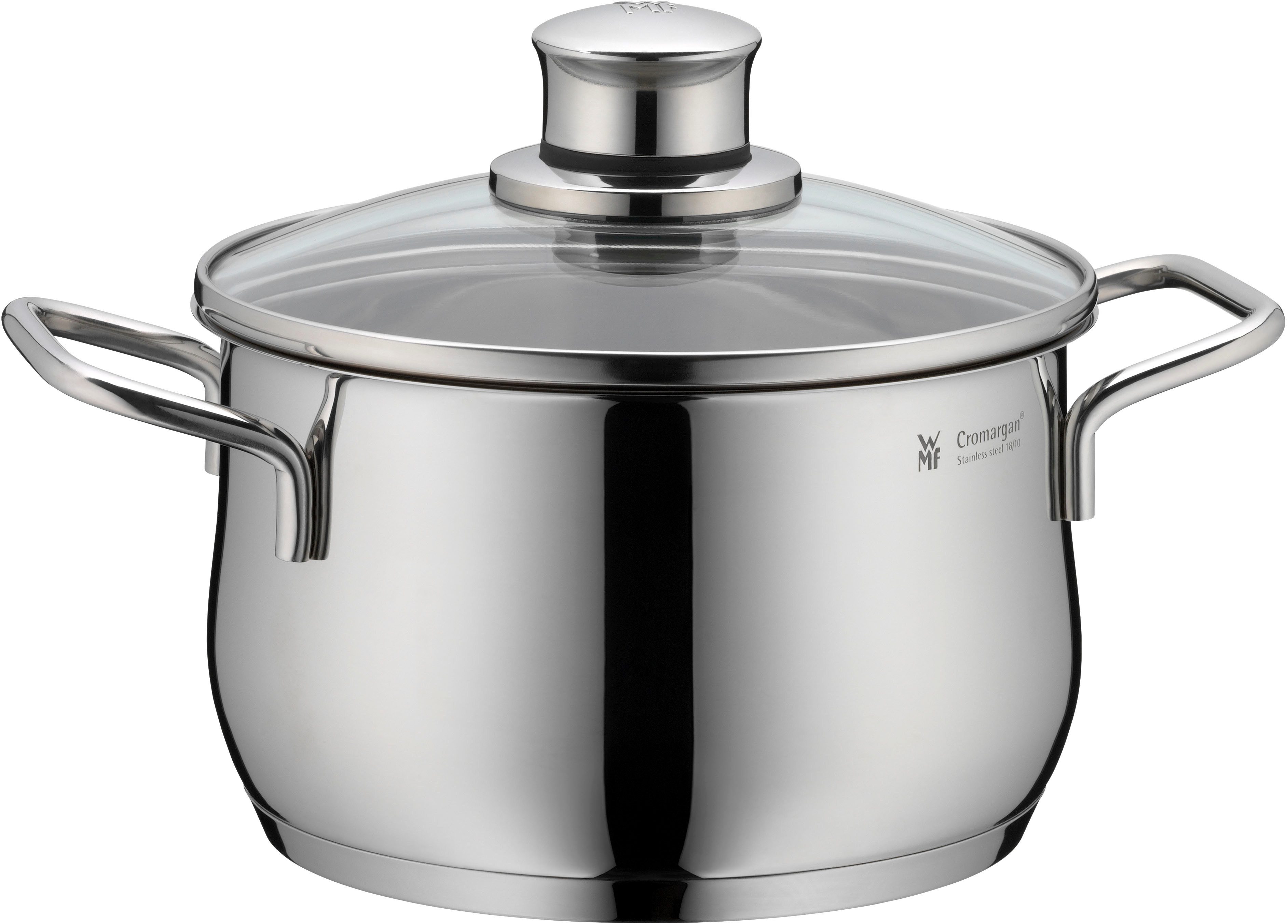 WMF Fleischtopf Diadem Plus, Cromargan® Edelstahl Rostfrei 18/10 (2-tlg), breiter Schüttrand, außergewöhnliches Design, spülmaschinengeeignet
