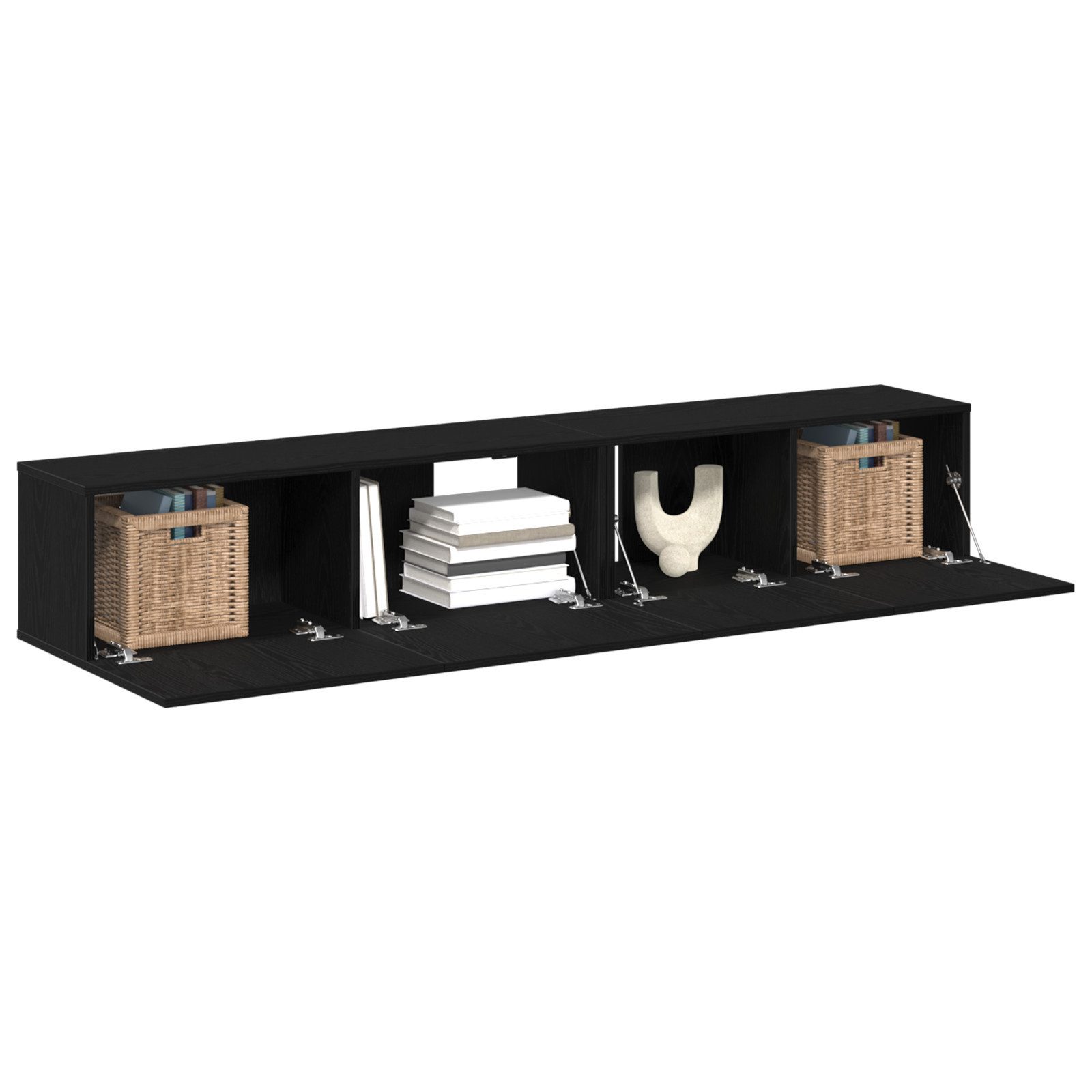 vidaXL TV-Schrank 2-tlg. TV-Schrank-Set Schwarz Holzwerkstoff günstig online kaufen