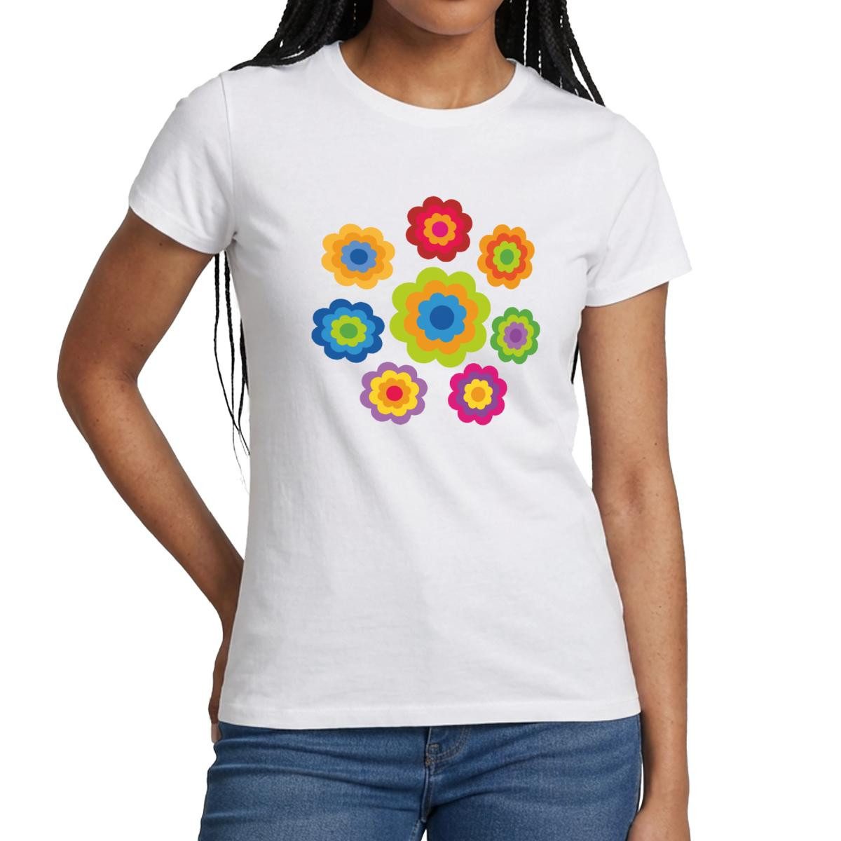Spreadshirt T-Shirt 70er Jahre Hippie Flower Power Kostüm Blumen Fasching Frauen T-Shirt (1-tlg)
