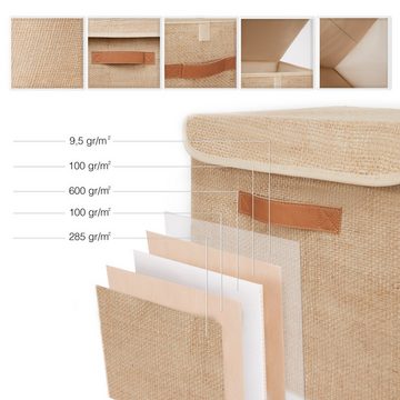 Ocean Home textile Aufbewahrungsbox »Jute Box mit Deckel, Aufbewahrungskiste, Regalkorb, Stapelboxen« (1 St), Gut Organisiert, Stilvolles Design, Nachhaltig