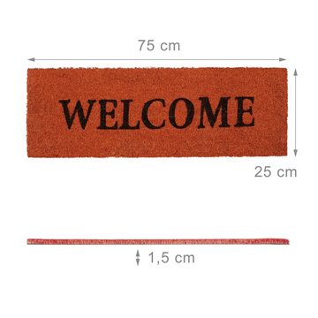 Fußmatte Fußmatte schmal WELCOME, relaxdays, Höhe: 15 mm, Orange
