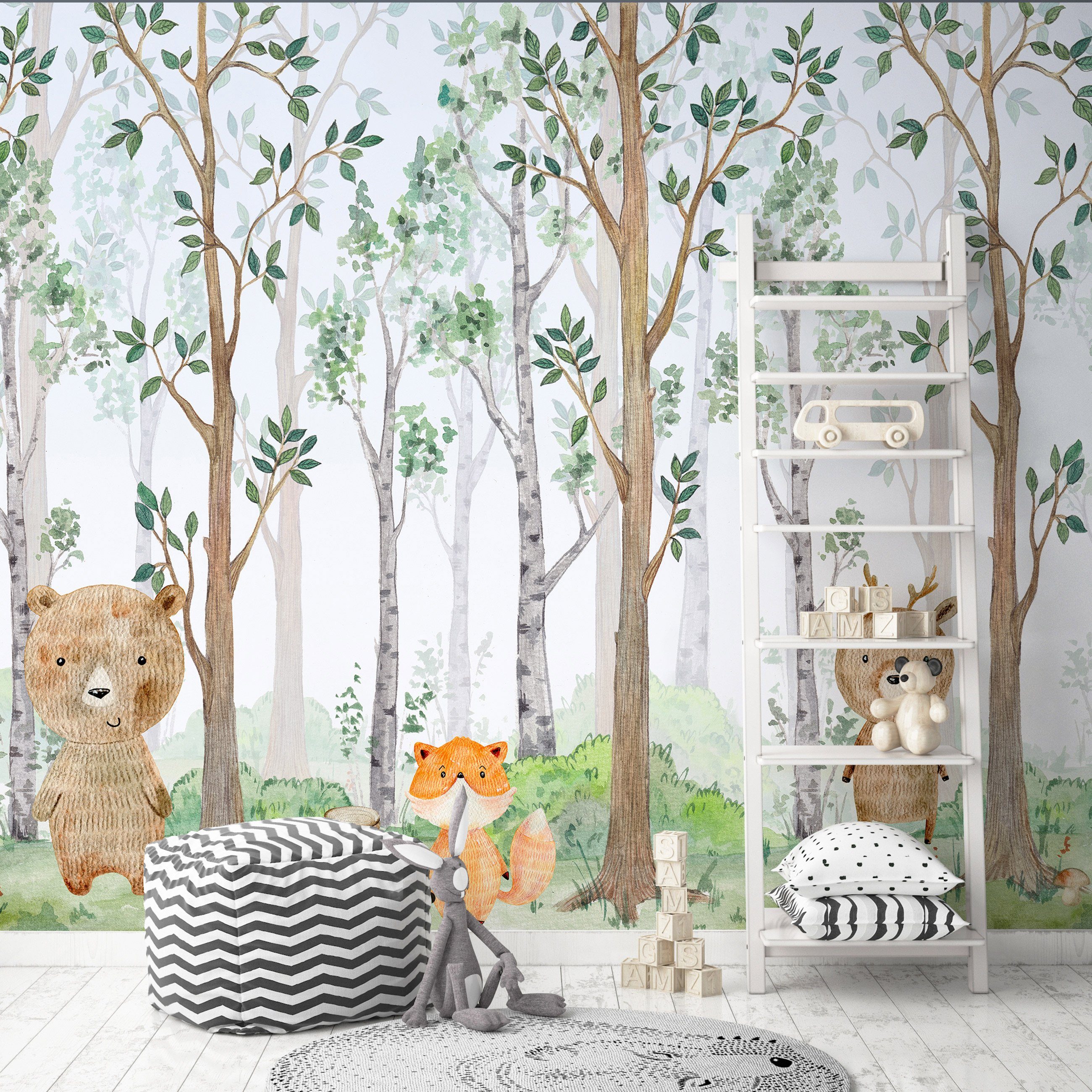 Wallarena Fototapete Kinderzimmer Wald Tiere Mädchen günstig online kaufen