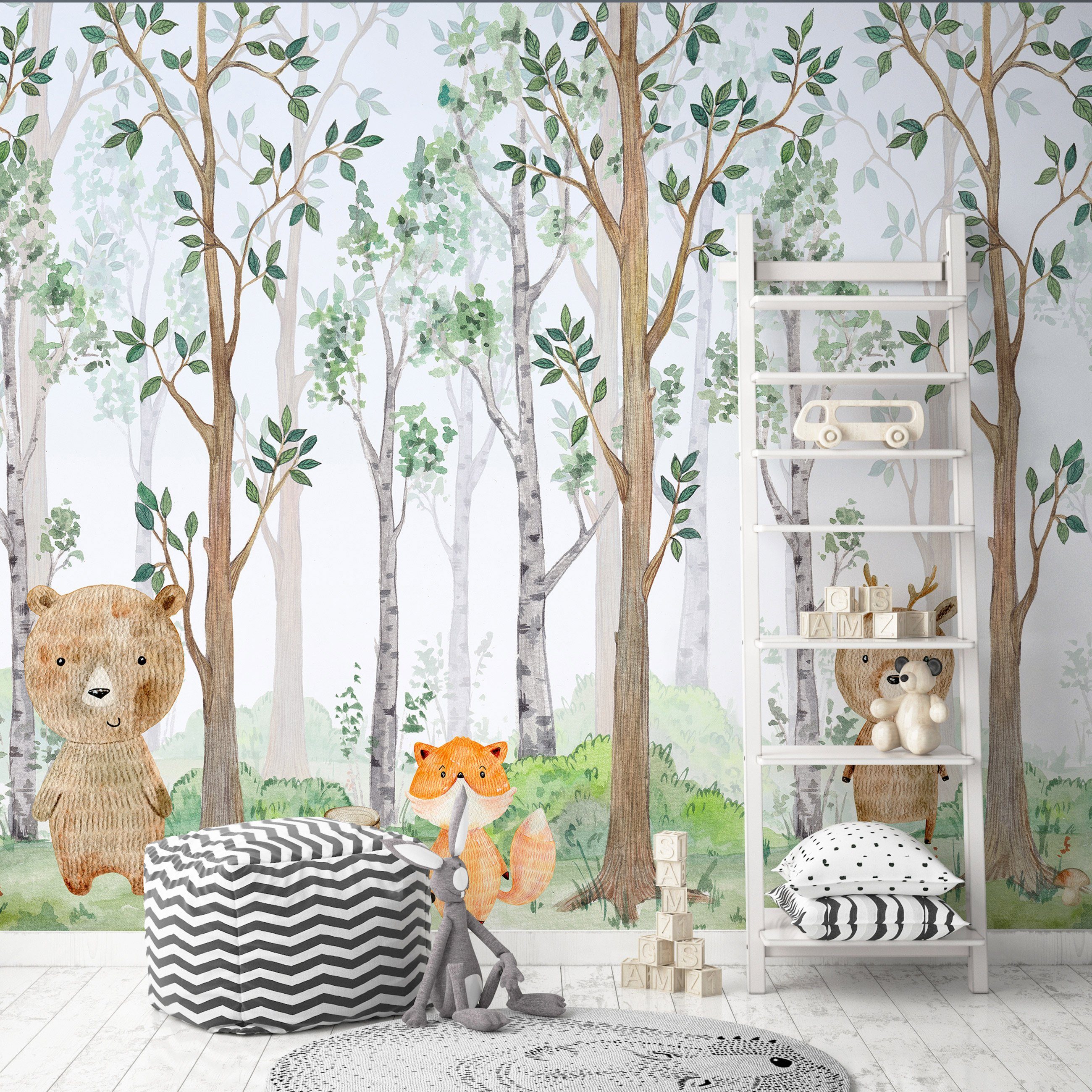 Struktur Tiere Wald Jungen Vliestapete Vliestapete, Vlies Mädchen Kinder, Vlies Glatt Fototapete Vinyl, inklusive Wallarena Tapete Kleister Motivtapete Tapete Kinderzimmer