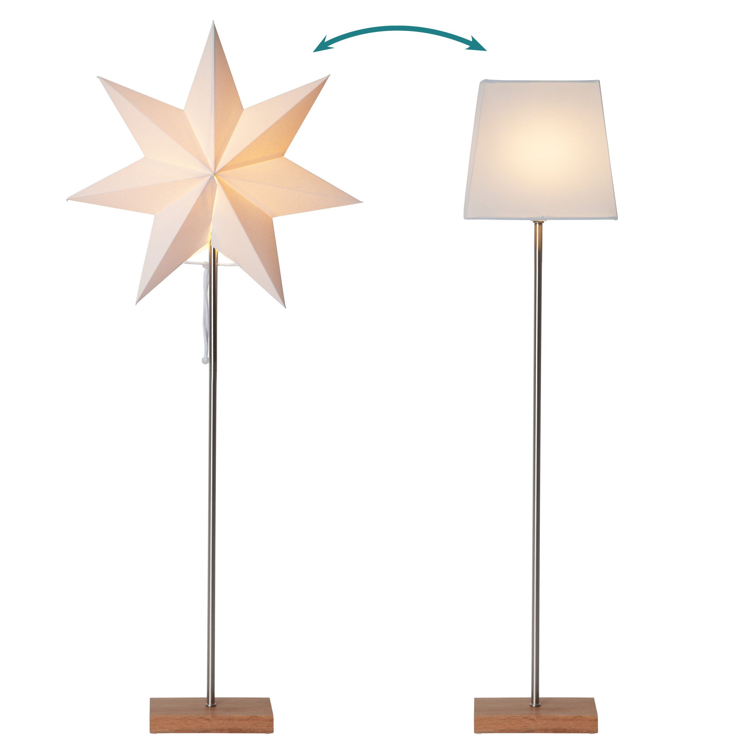 STAR TRADING LED Dekolicht Moa, Stehlampe mit Wechselschirm Moa 3D Papierstern Weihnachten oder eckige