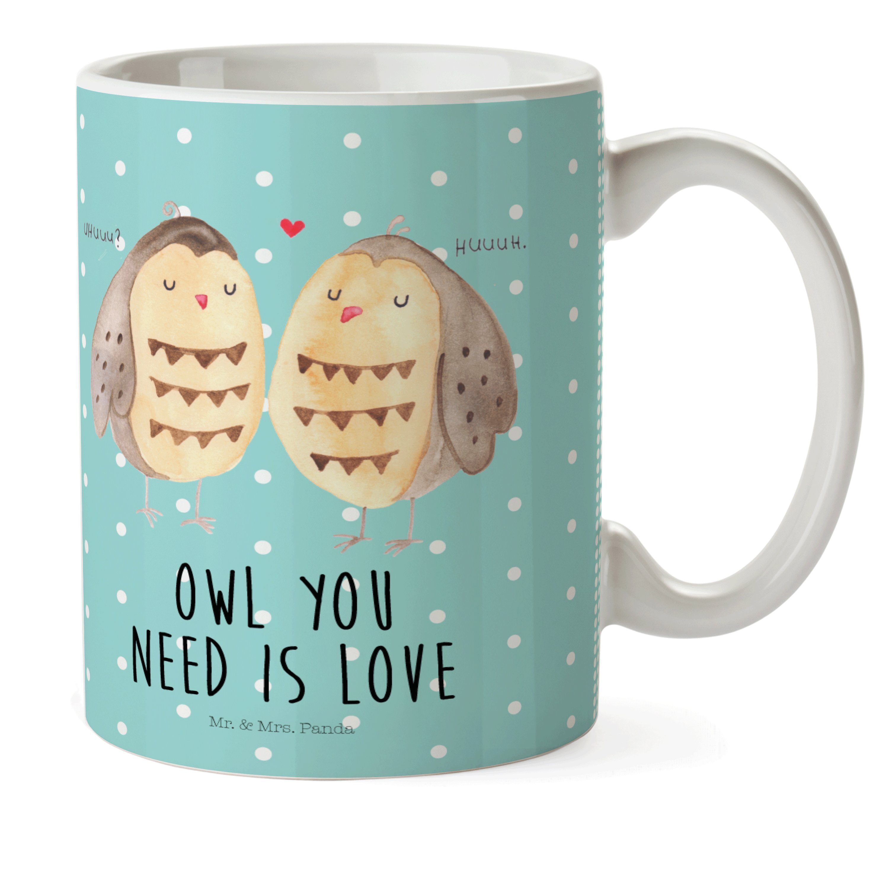 Mr. & Mrs. Panda Kinderbecher »Eule Liebe - Türkis Pastell