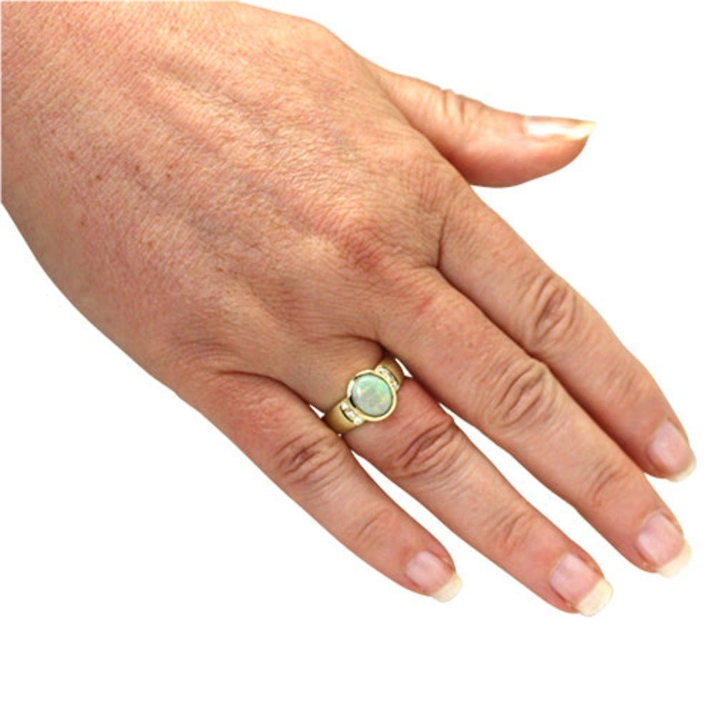 aus Diamanten SKIELKA 1,56 Goldring (Gelbgold Ring DESIGNSCHMUCK Deutschland mit Goldschmiedearbeit ct. 585), Opal hochwertige