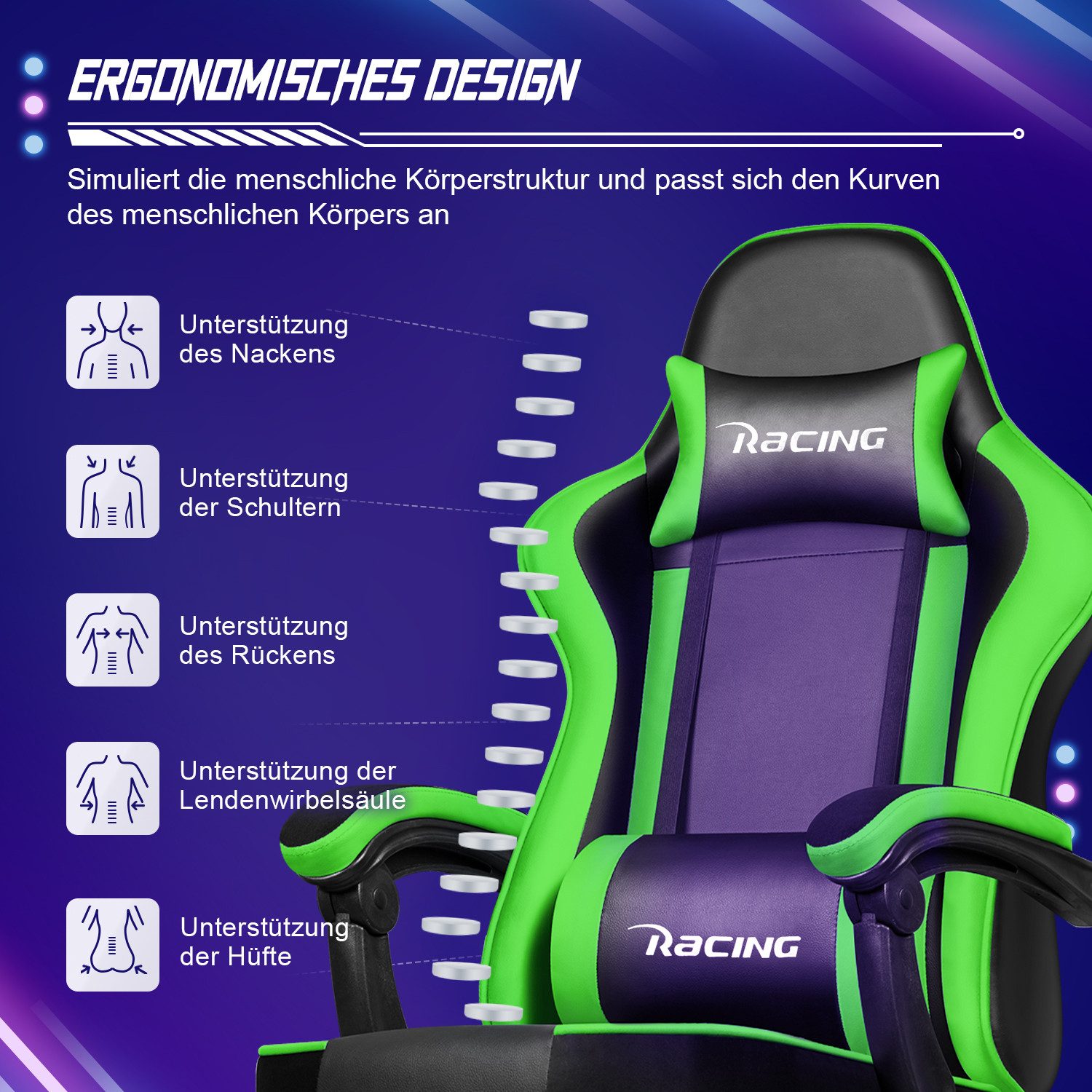 Hiazurm Gaming-Stuhl Gaming Stuhl, Bürostuhl Ergonomisch, günstig online kaufen