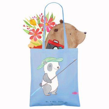 Mr. & Mrs. Panda Tragetasche Panda Angeln - Sky Blue - Geschenk, Jutebeutel, Beuteltasche, angeln (1-tlg), Lange Tragegriffe