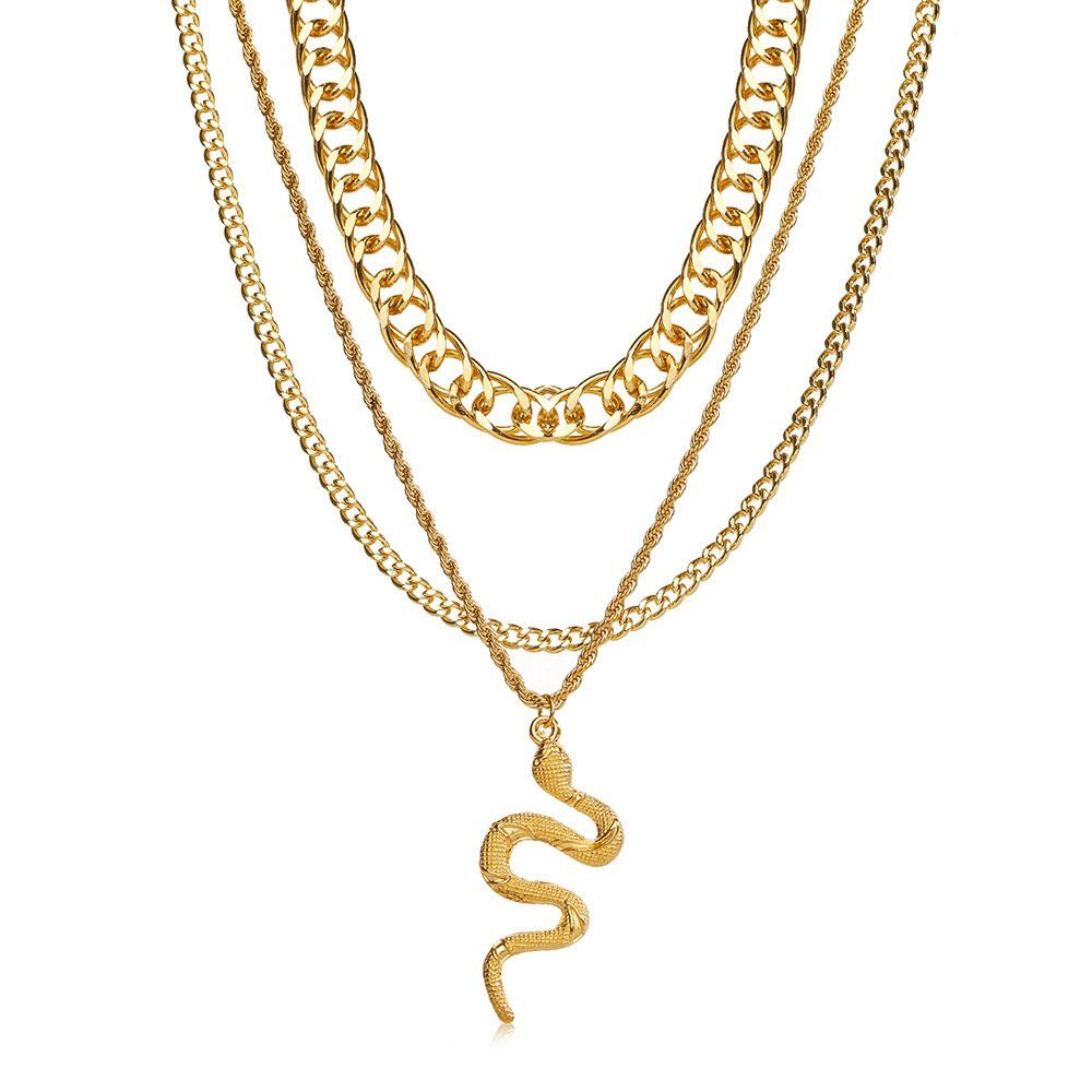 Housruse Statementkette »Geschichtete Halskette Gold Schlange Anhänger  Halskette Schmuck«