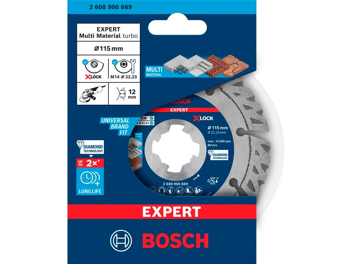 BOSCH Diamanttrennscheibe Expert Multi Material X-Lock, Ø 115 mm, (Einzelartikel / 1-teilig, 1× Diamant-Trennscheibe 115 mm)
