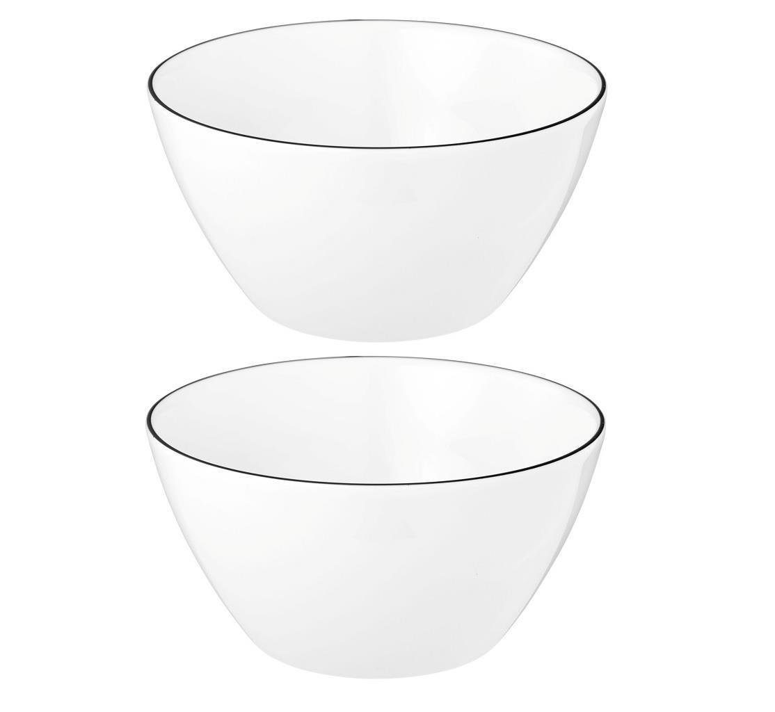 Seltmann Weiden Müslischale Seltmann Weiden Lido Black Line Müslischale 15 cm 2er Set, Porzellan, (Spar-Set)