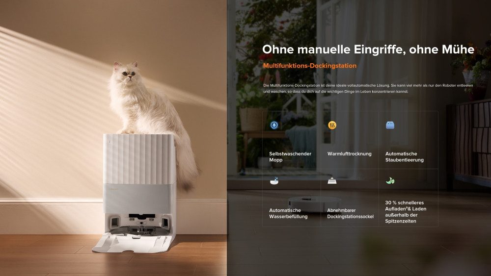 Roborock Saugroboter Roborock Qrevo 5AE mit Wischfunktion, autom. Moppanhebung, 60 W, beutellos, leistungsstarke 12.000 Pa Saugleistung, LDS-Navigationssystem