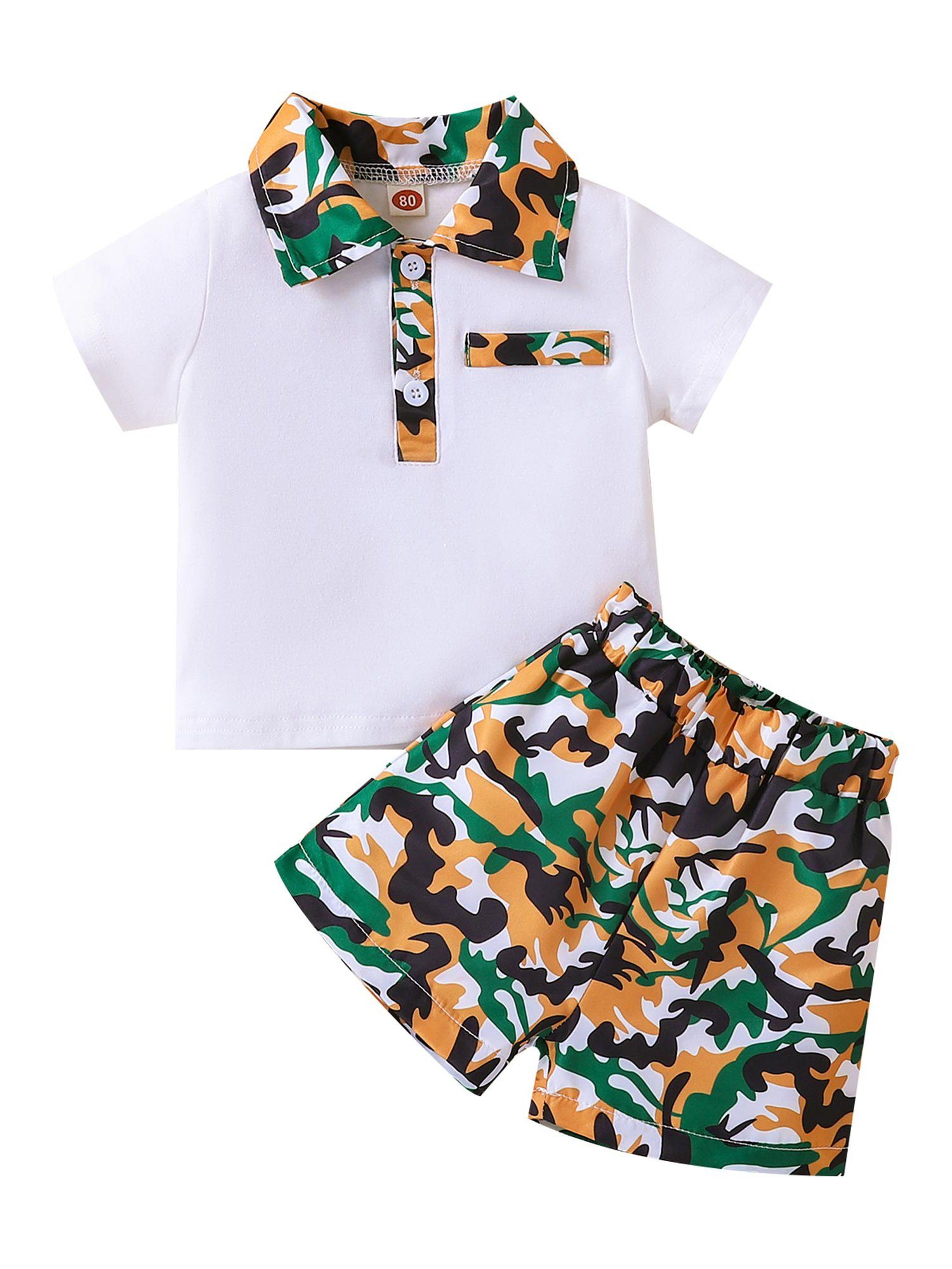 Kinder Jungen (Gr. 50 - 92) Lapastyle Shirt & Shorts Sommer Tarnung Set für Jungen, Top & Shorts