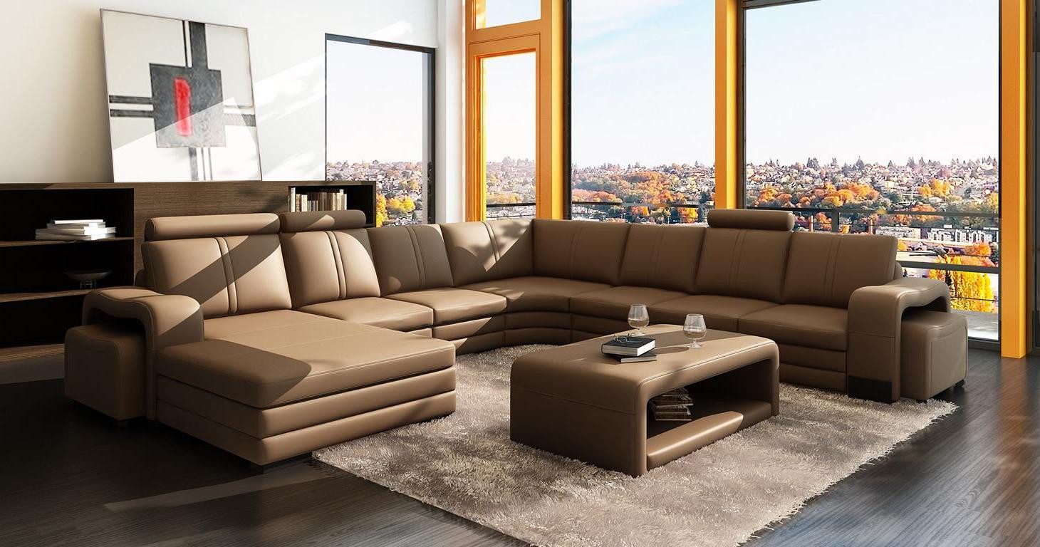 Wohnlandschaft Großes XXL Ecksofa Big Sofa – Modernes Kunstleder Sofa Sofort