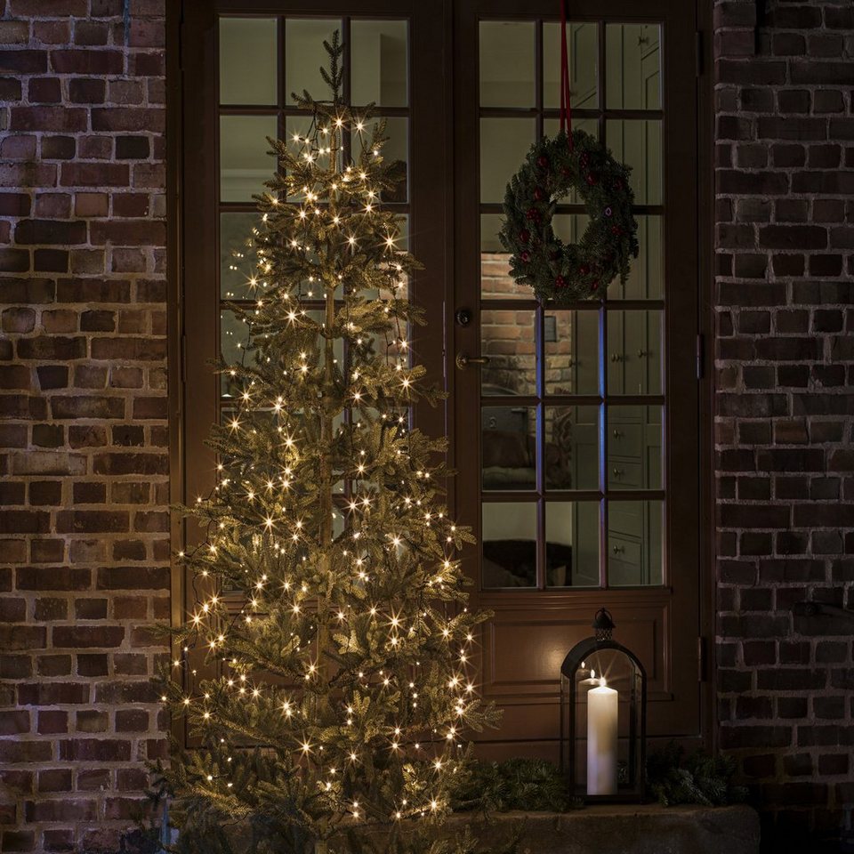 KONSTSMIDE LED-Baummantel Weihnachtsdeko aussen, Christbaumschmuck, 270- flammig, LED Lichterkette 6 Stränge à 45 gefrostete warm weiße Dioden, 6  Stränge mit jeweils 45 gefrosteten LED