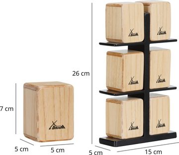 XDrum Spielzeug-Musikinstrument CSS-6 Small Cajon Shaker Set, sechs Shaker aus Holz im Mini-Cajon-Format