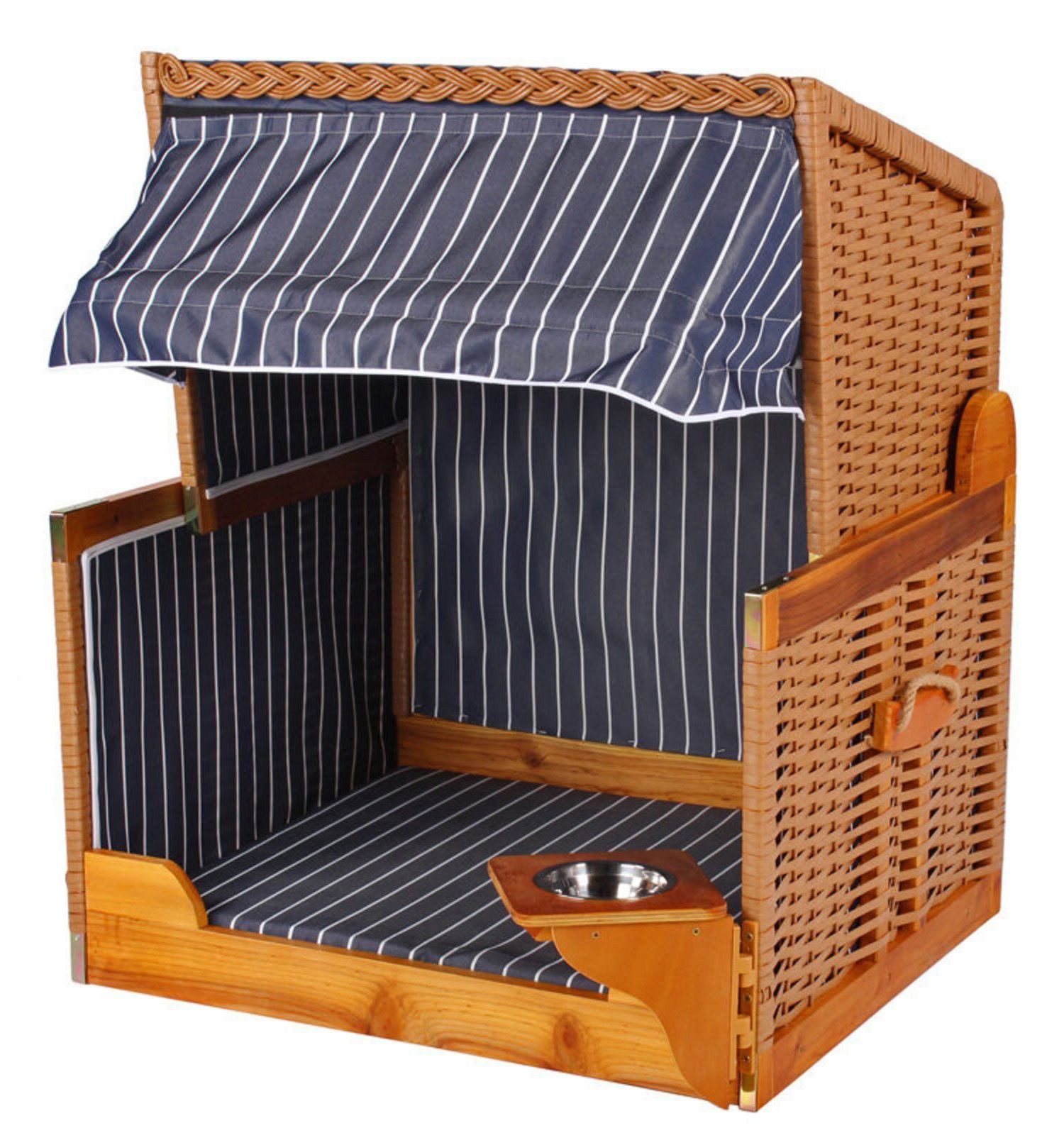 bene living Haustierstrandkorb Hundestrandkorb - gestreift/blau - PE beige, BxTxH: 80x65x95 cm, Hundestrandkorb, Hunde-Strandkorb, (10-tlg), Schutzhaube